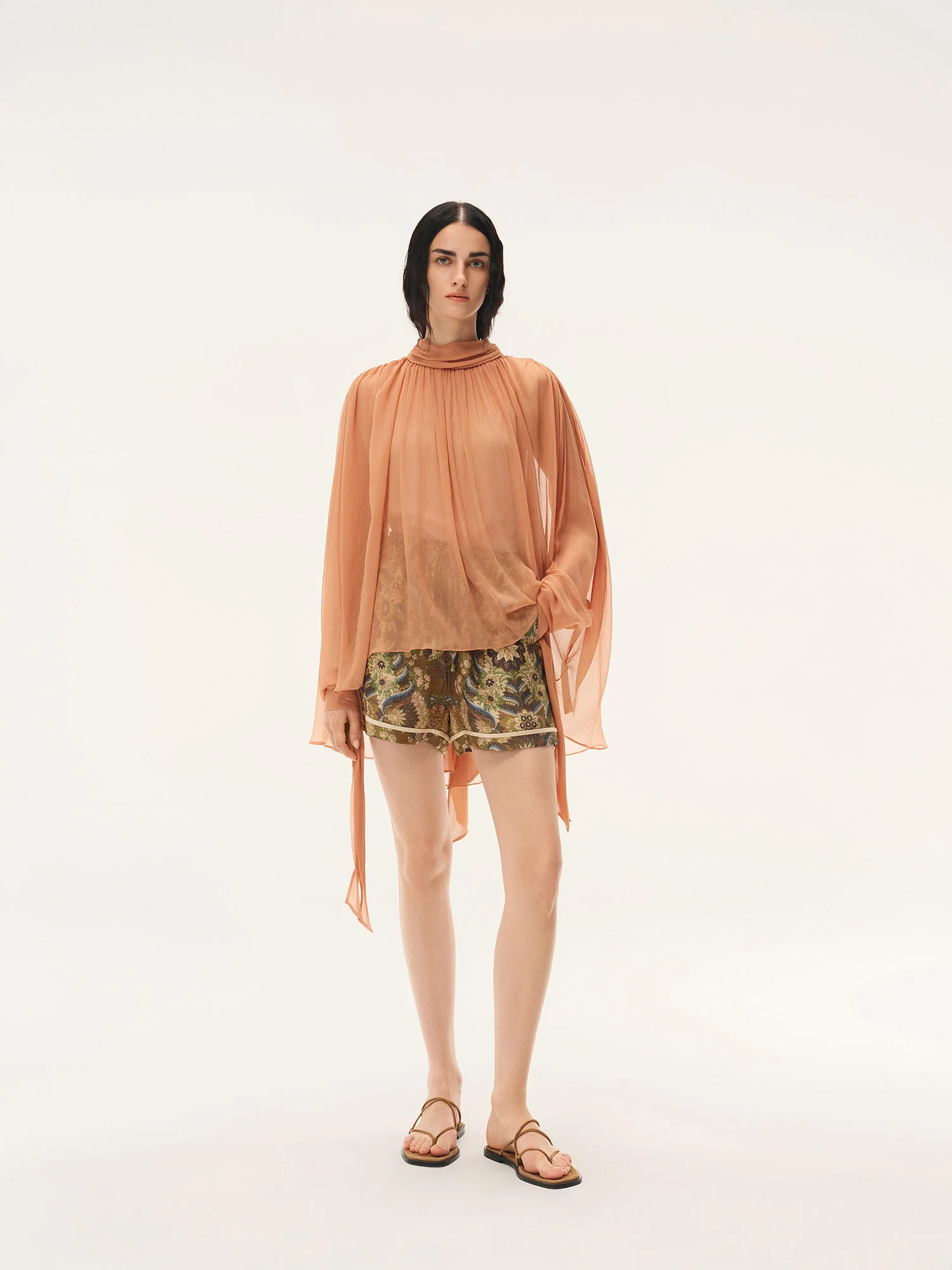 INTO THE EAST Spring/Summer 2026 High-neck batwing sleeve top/shirt ITE-E1JBSSTP20031LC-SHC Coral Orange - Image 19