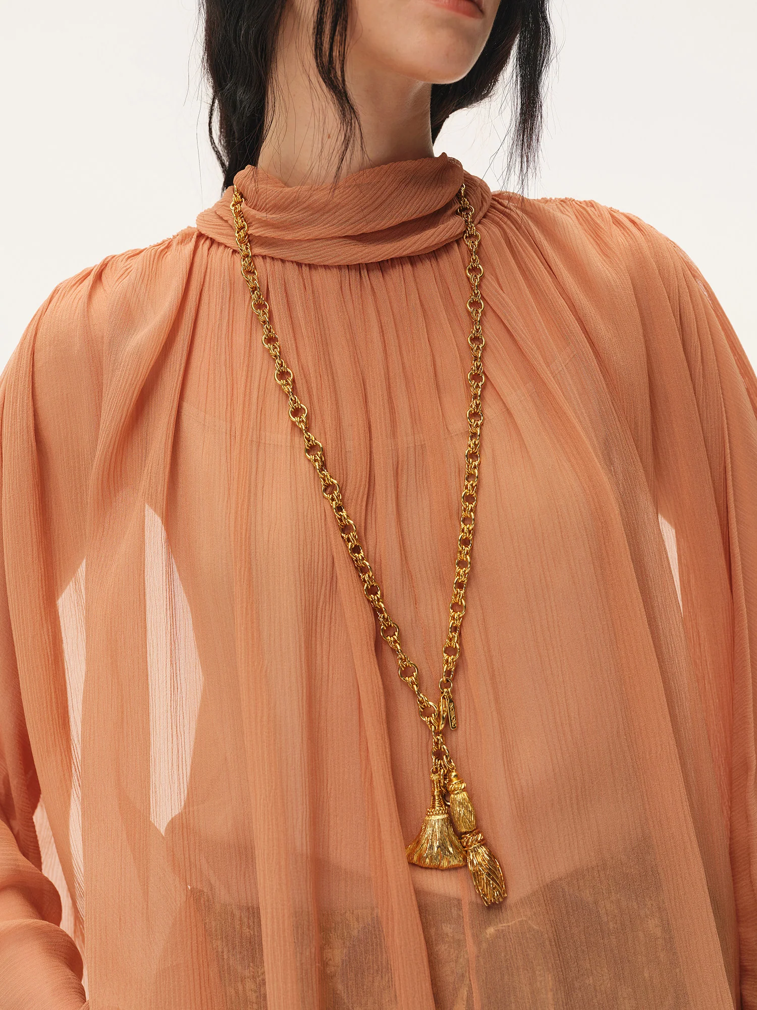 INTO THE EAST Spring/Summer 2026 High-neck batwing sleeve top/shirt ITE-E1JBSSTP20031LC-SHC Coral Orange - Image 3