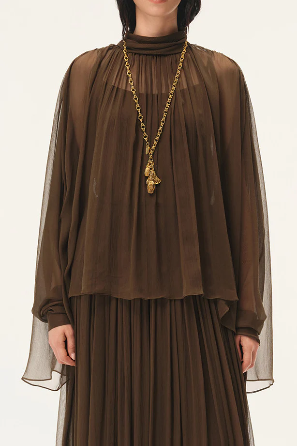 INTO THE EAST Spring/Summer 2026 High-neck batwing sleeve top/shirt ITE-E1JBSSTP20031OL-GLL Olive Green