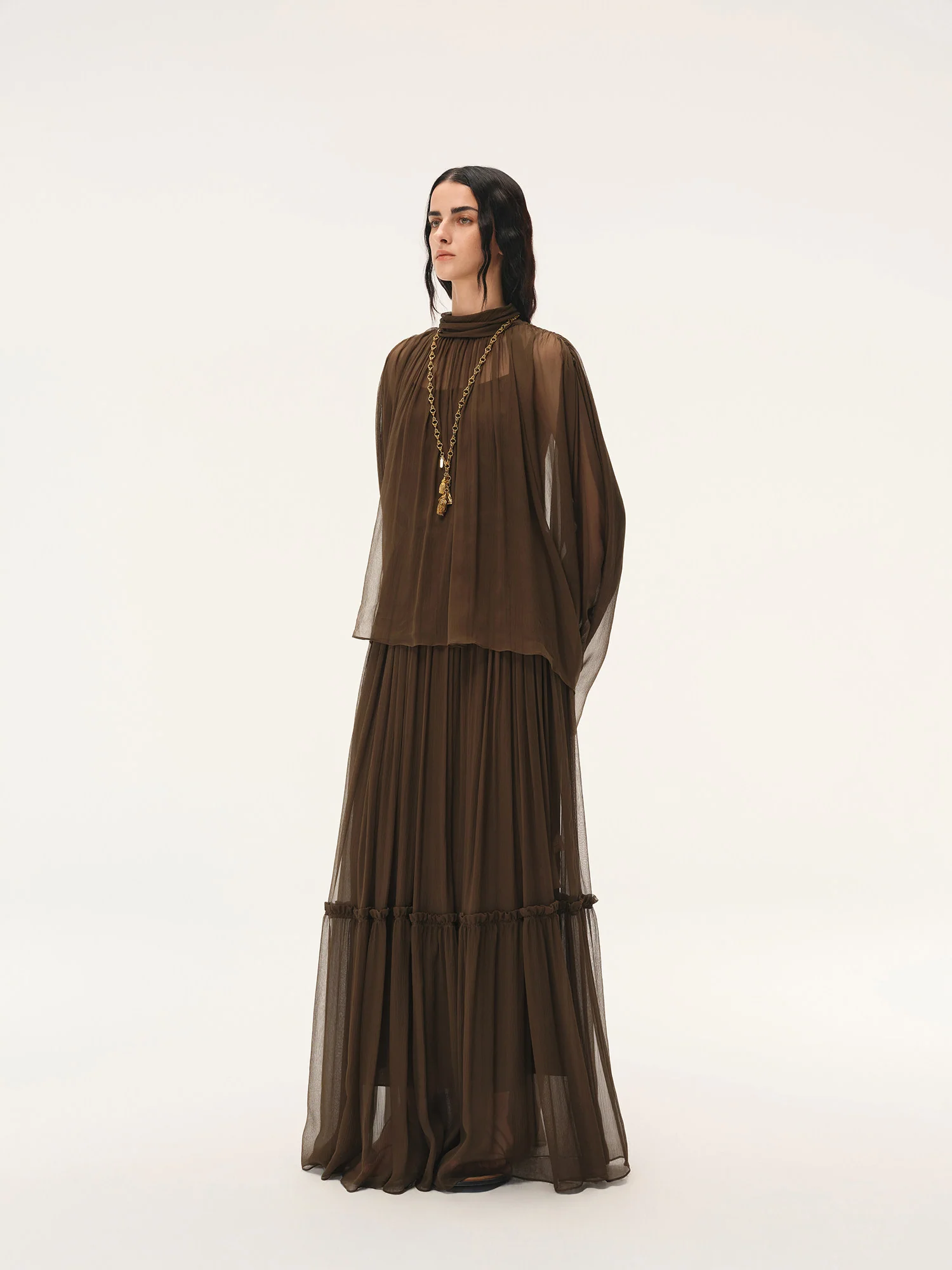 INTO THE EAST Spring/Summer 2026 High-neck batwing sleeve top/shirt ITE-E1JBSSTP20031OL-GLL Olive Green - Image 3