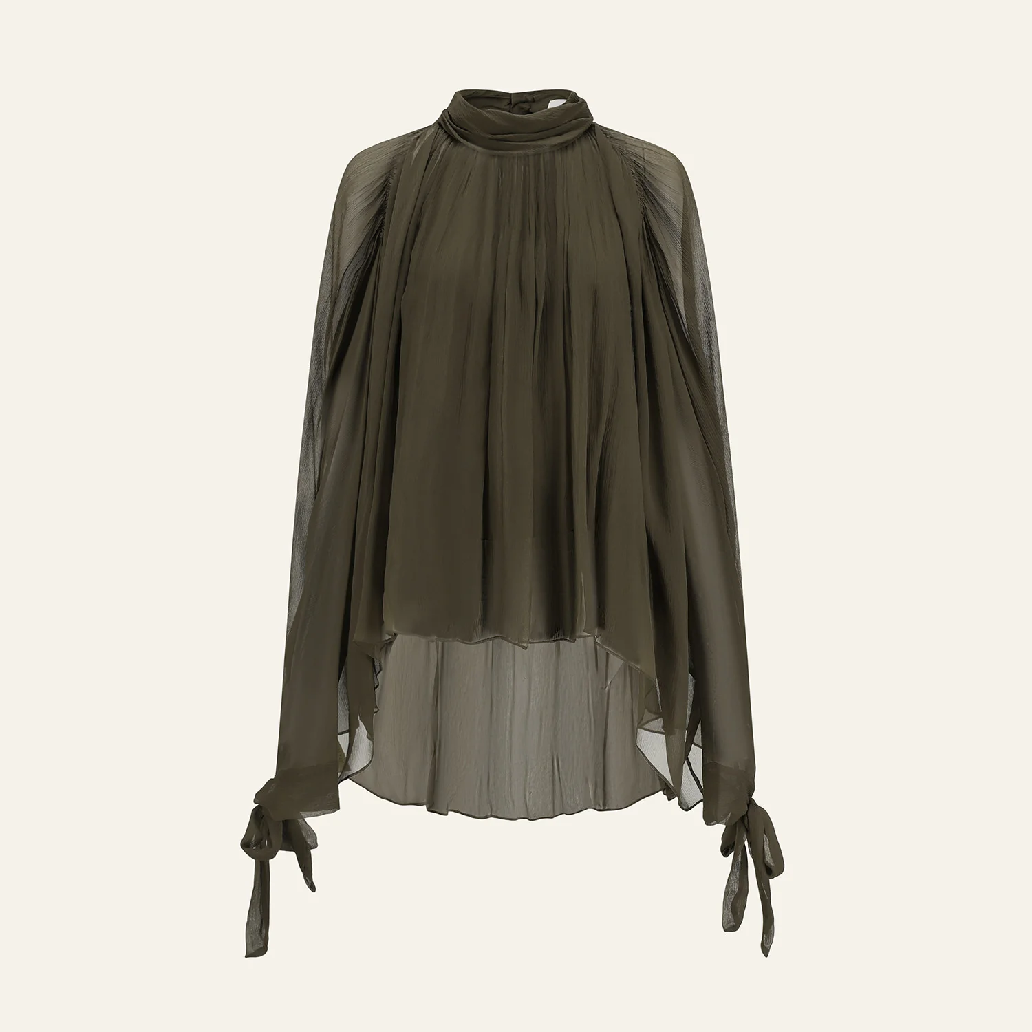 INTO THE EAST Spring/Summer 2026 High-neck batwing sleeve top/shirt ITE-E1JBSSTP20031OL-GLL Olive Green - Image 5