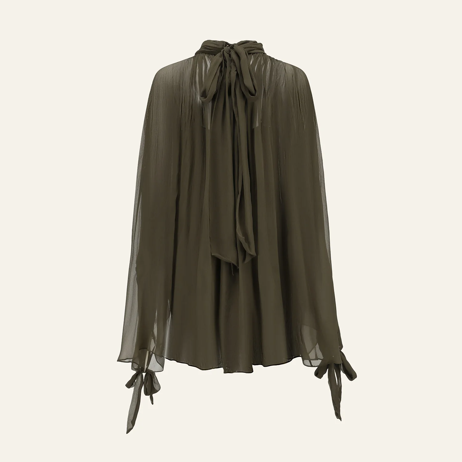 INTO THE EAST Spring/Summer 2026 High-neck batwing sleeve top/shirt ITE-E1JBSSTP20031OL-GLL Olive Green - Image 6