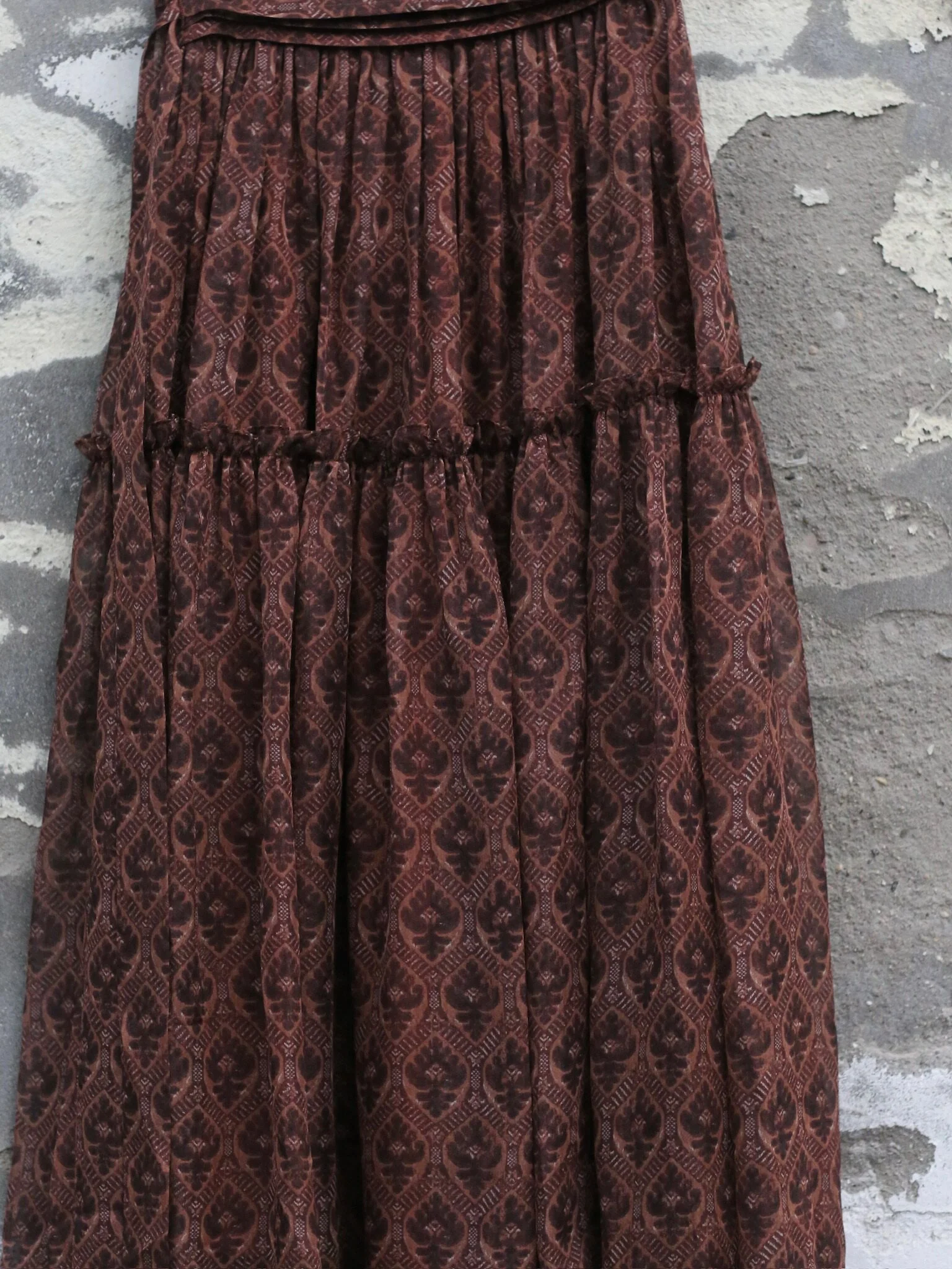 INTO THE EAST Spring/Summer 2026 Layered Waist-Patchwork Midi Skirt ITE-E1JBSSSK21017RE-SLH Pomegranate Red - Image 3