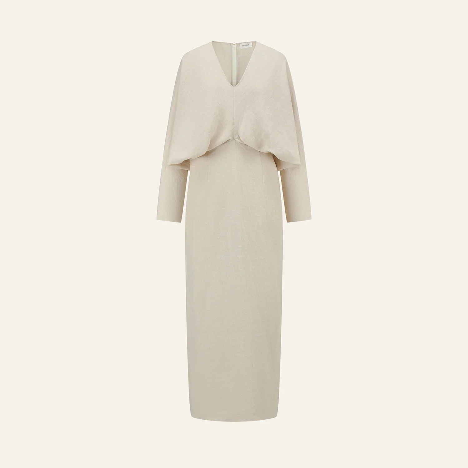 INTO THE EAST Spring/Summer 2026 Linen Waist-Definition Pleated Dress ITE-E1JBSSDS20009BGE-MB Off-White - Image 9