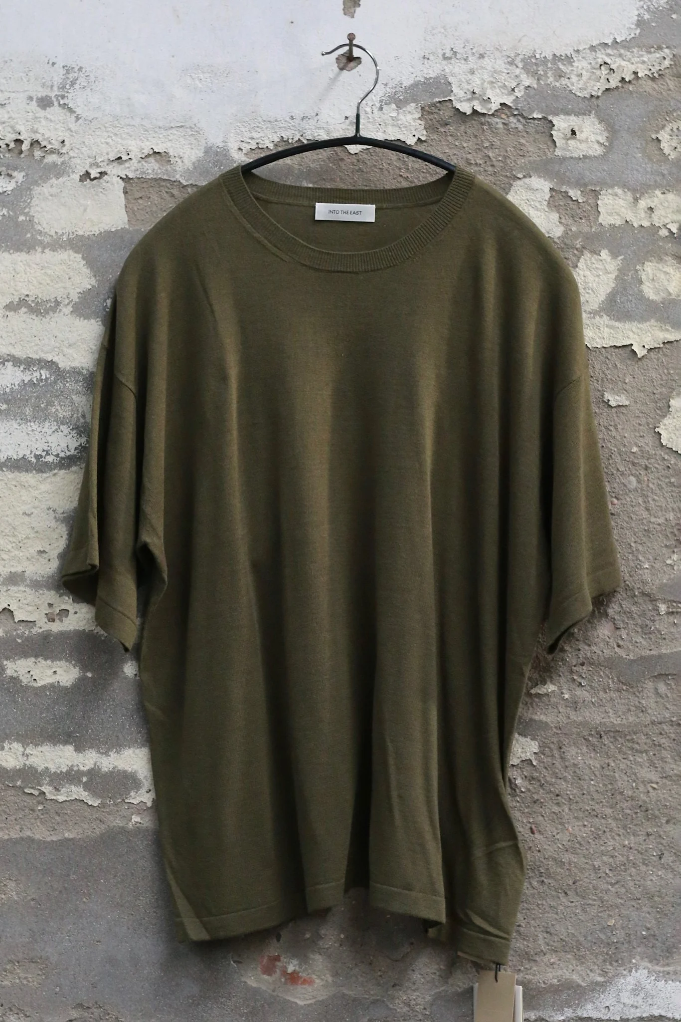 INTO THE EAST Spring/Summer 2026 Loose Knit Short-Sleeve T-Shirt ITE-E1JBSSKT20004GR-LV Green - Image 2