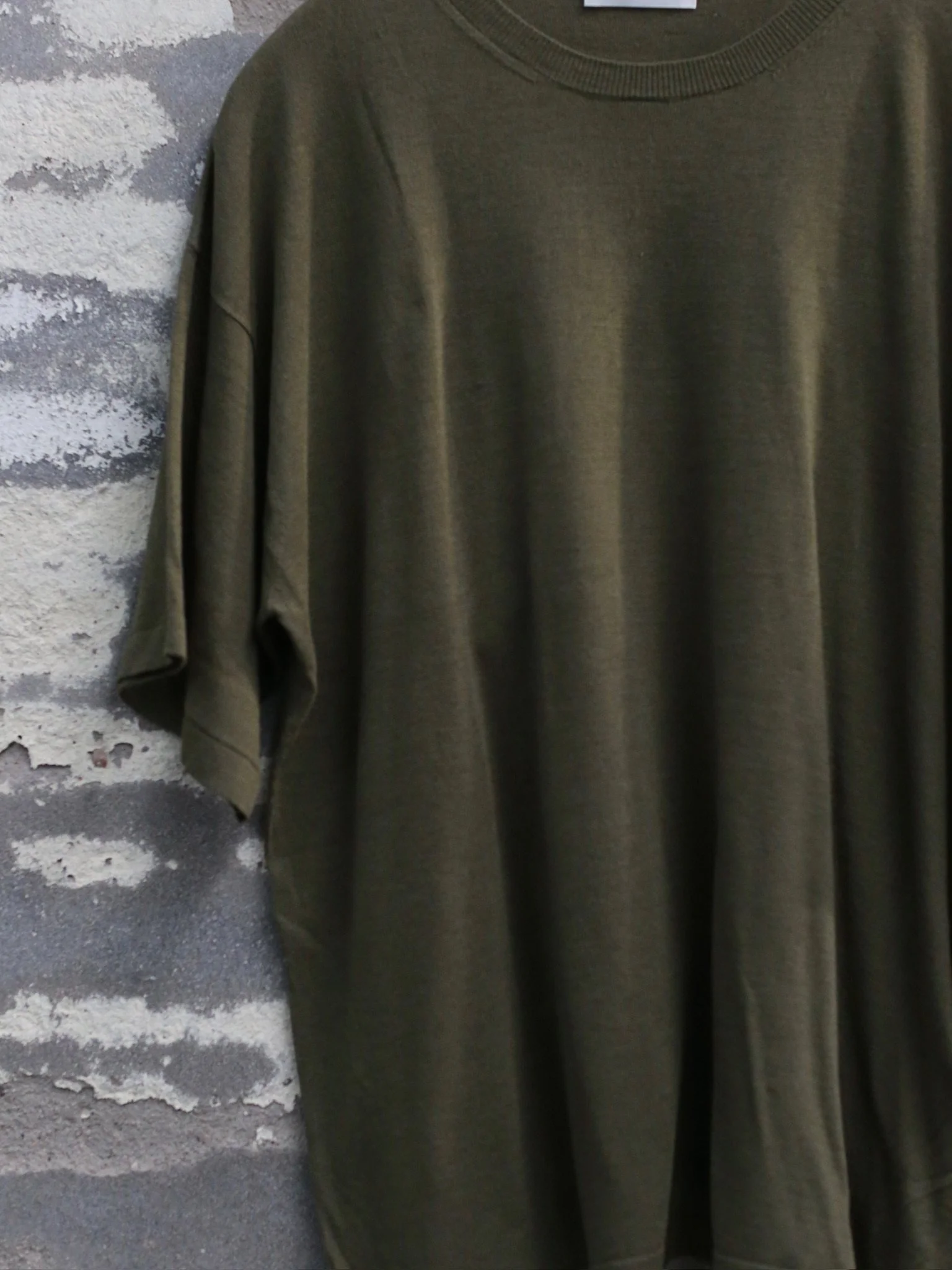 INTO THE EAST Spring/Summer 2026 Loose Knit Short-Sleeve T-Shirt ITE-E1JBSSKT20004GR-LV Green - Image 3
