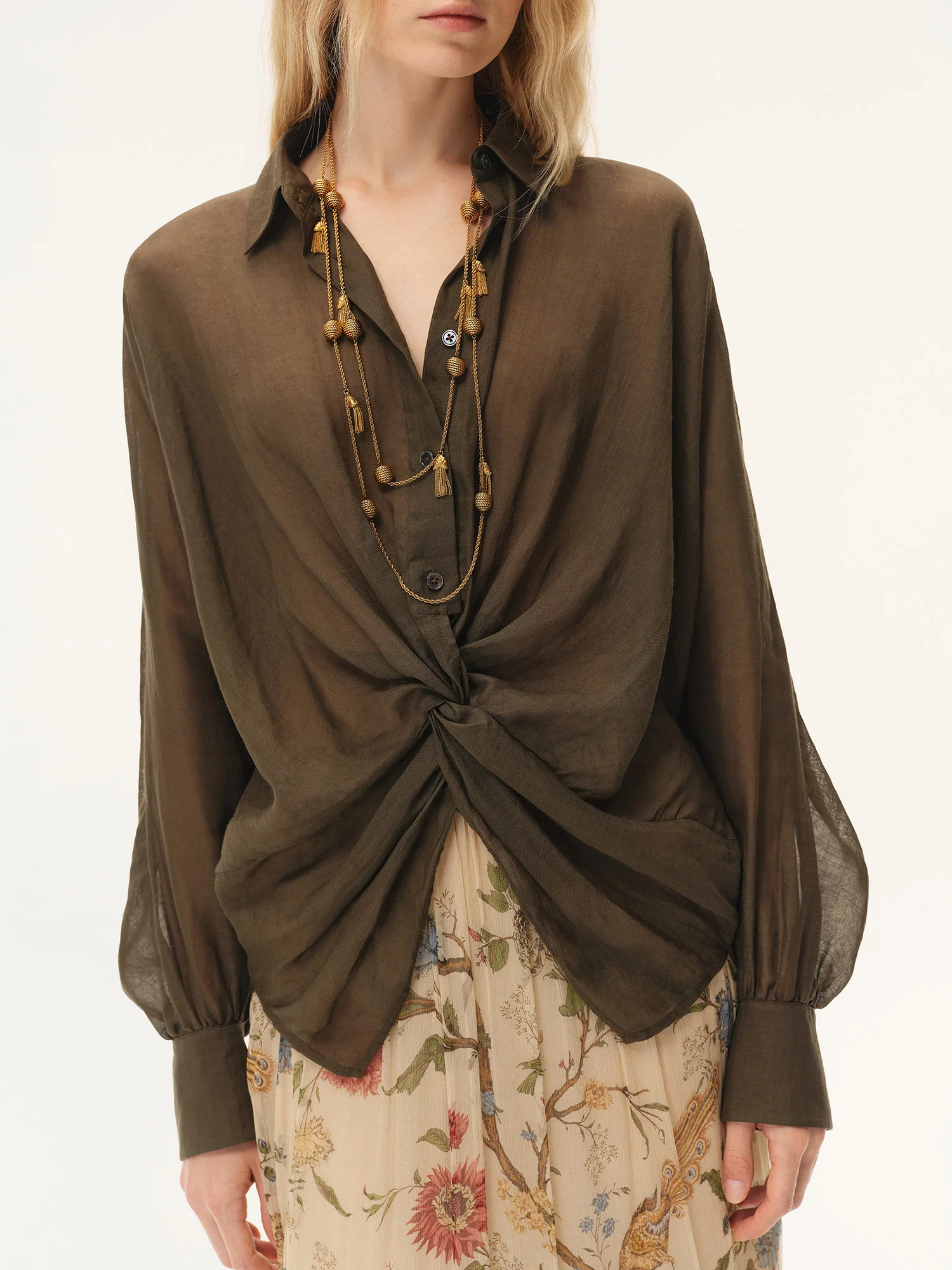 INTO THE EAST Spring/Summer 2026 Olive Green Knotted Top ITE-E1JBSSTP20020OL-GLL Olive Green - Image 9