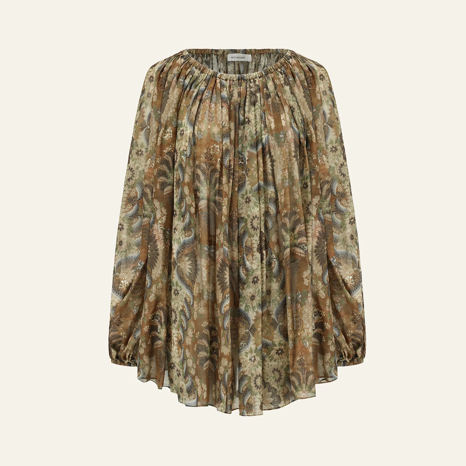 INTO THE EAST Spring/Summer 2026 Palm Scroll Off-Shoulder Top ITE-E1JBSSTP21013-HUA Floral Pattern - Image 5
