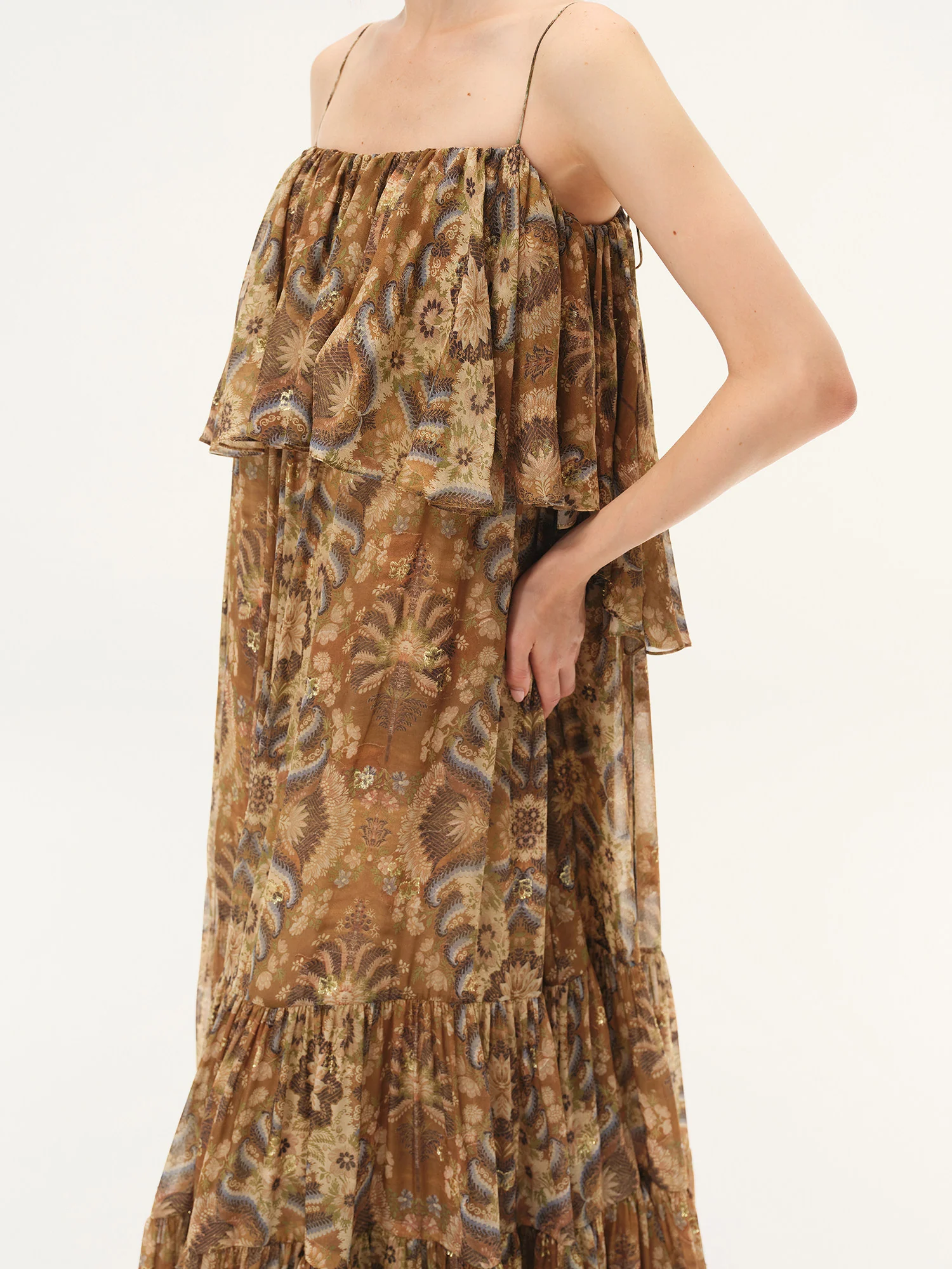 INTO THE EAST Spring/Summer 2026 Palm Scroll Slip Dress ITE-E1JBSSDS21011NCC-HUA Floral Pattern - Image 10