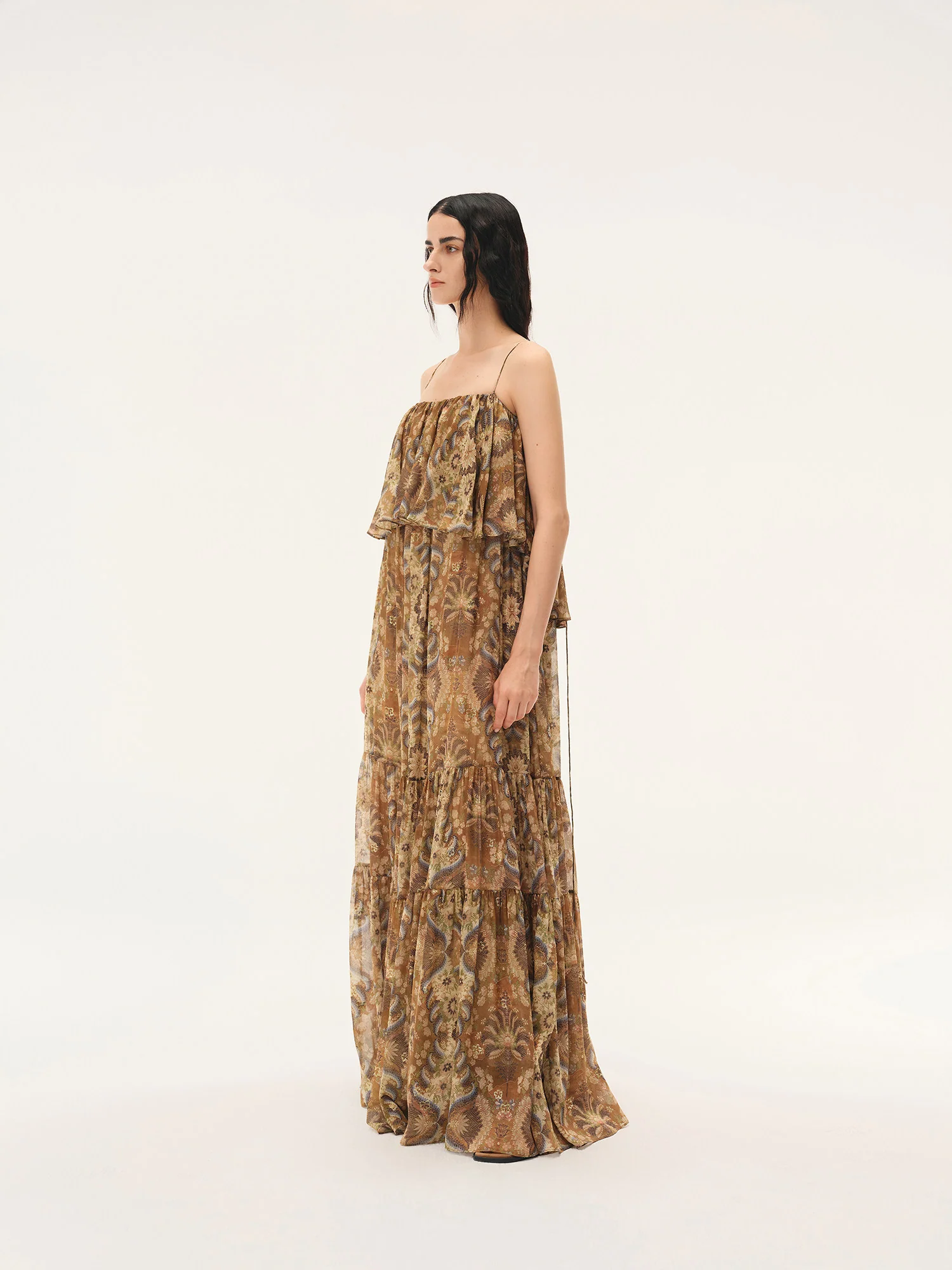 INTO THE EAST Spring/Summer 2026 Palm Scroll Slip Dress ITE-E1JBSSDS21011NCC-HUA Floral Pattern - Image 12