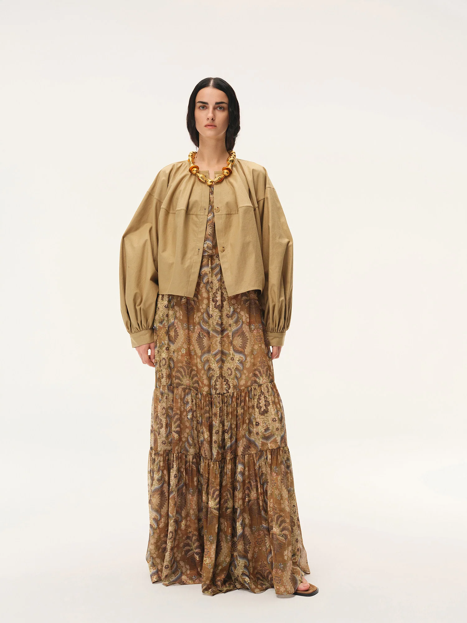 INTO THE EAST Spring/Summer 2026 Palm Scroll Slip Dress ITE-E1JBSSDS21011NCC-HUA Floral Pattern - Image 15