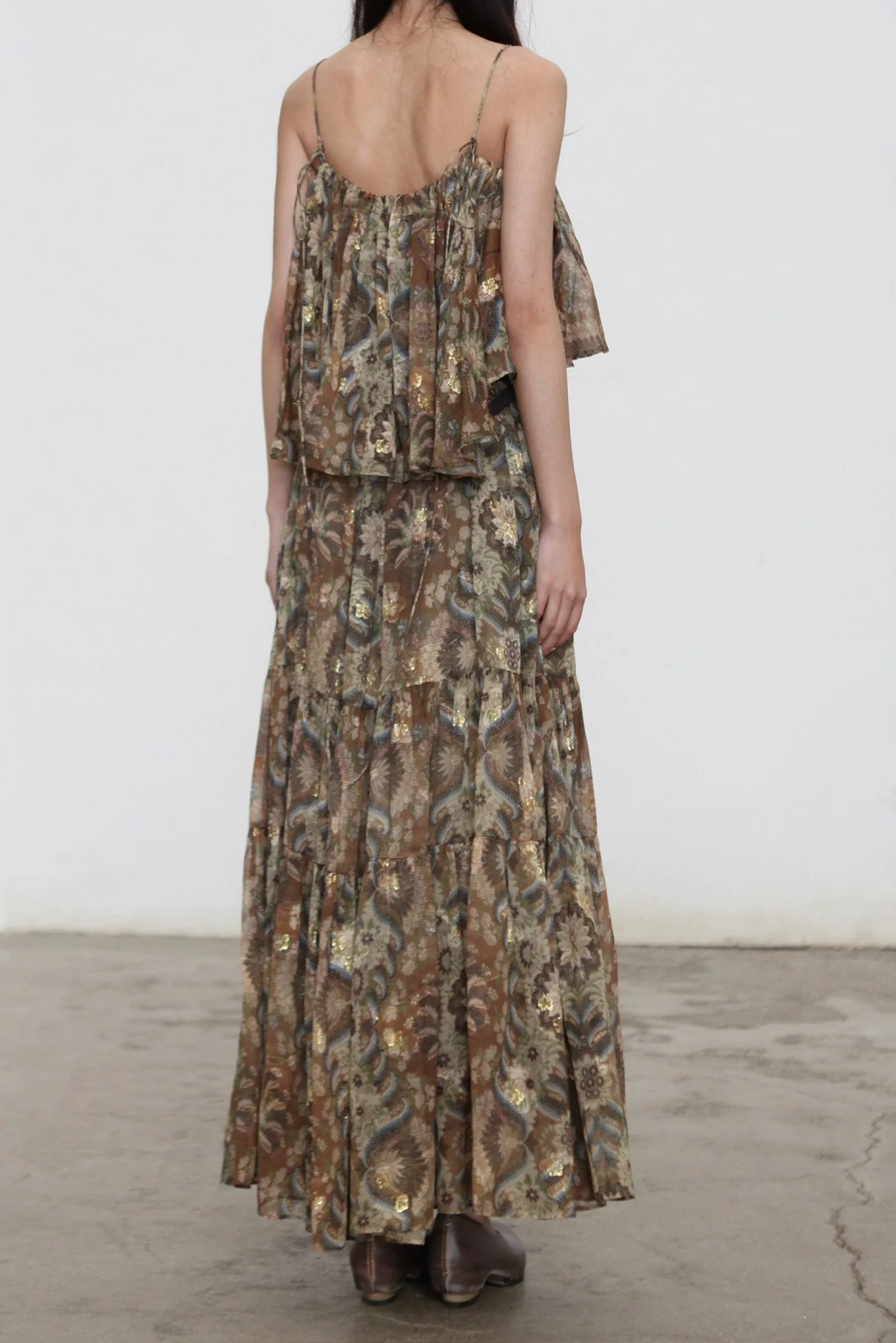 INTO THE EAST Spring/Summer 2026 Palm Scroll Slip Dress ITE-E1JBSSDS21011NCC-HUA Floral Pattern - Image 2