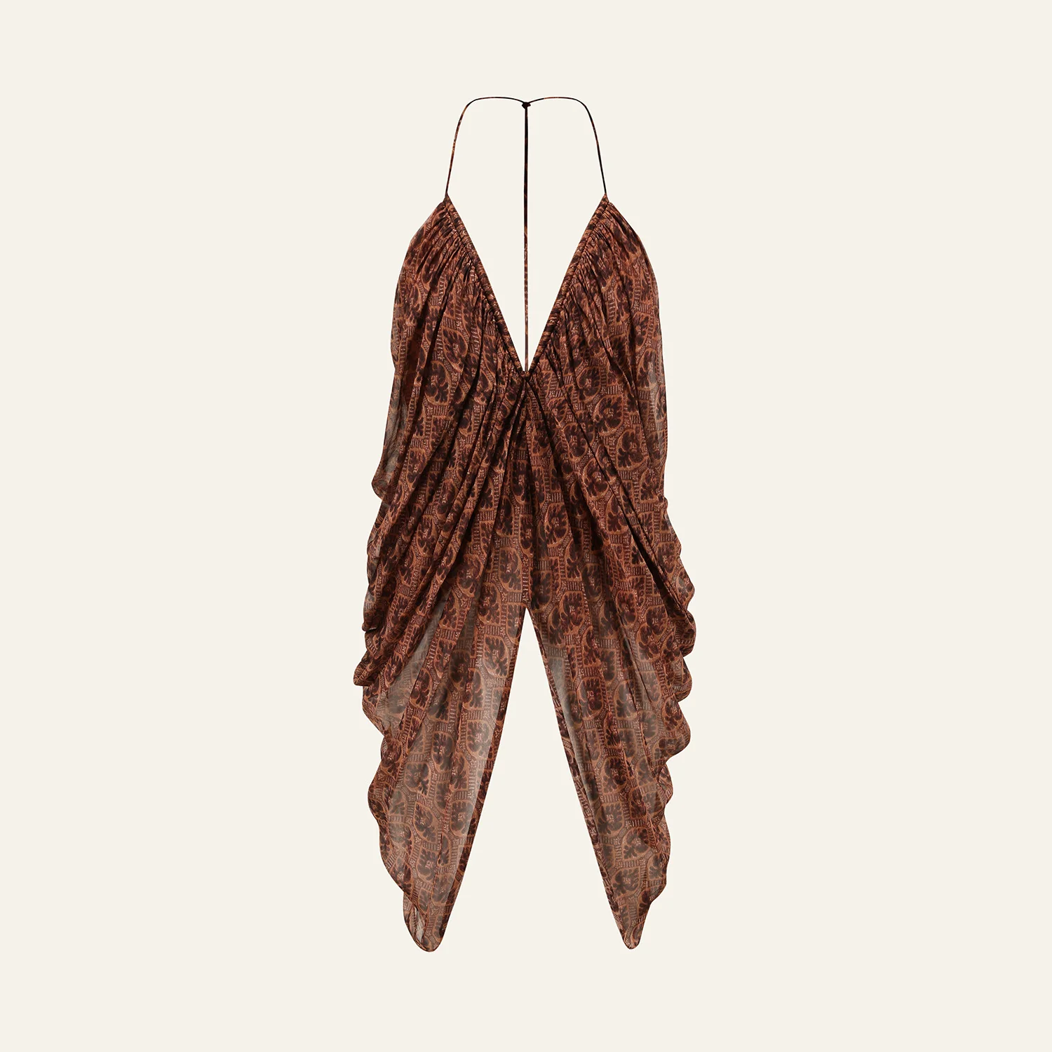 INTO THE EAST Spring/Summer 2026 Shield Flower Deep V-Neck Draped Camisole Top ITE-E1JBSSTP21023-SLH Pomegranate Red - Image 10