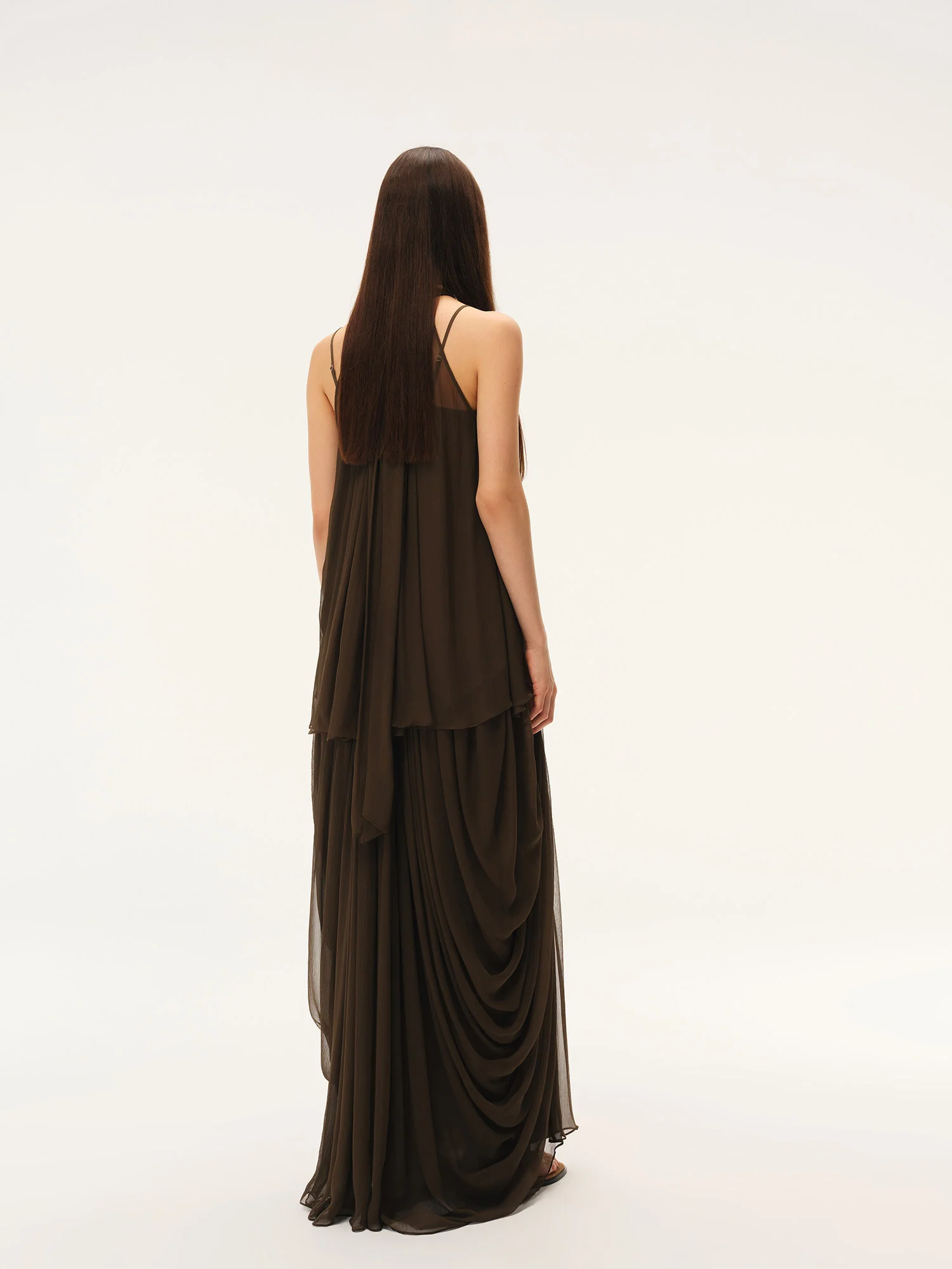 INTO THE EAST Spring/Summer 2026 Sleeveless Top with Flowing Ribbons and Pleats ITE-E1JBSSTP20005OL-GLL Olive Green - Image 5