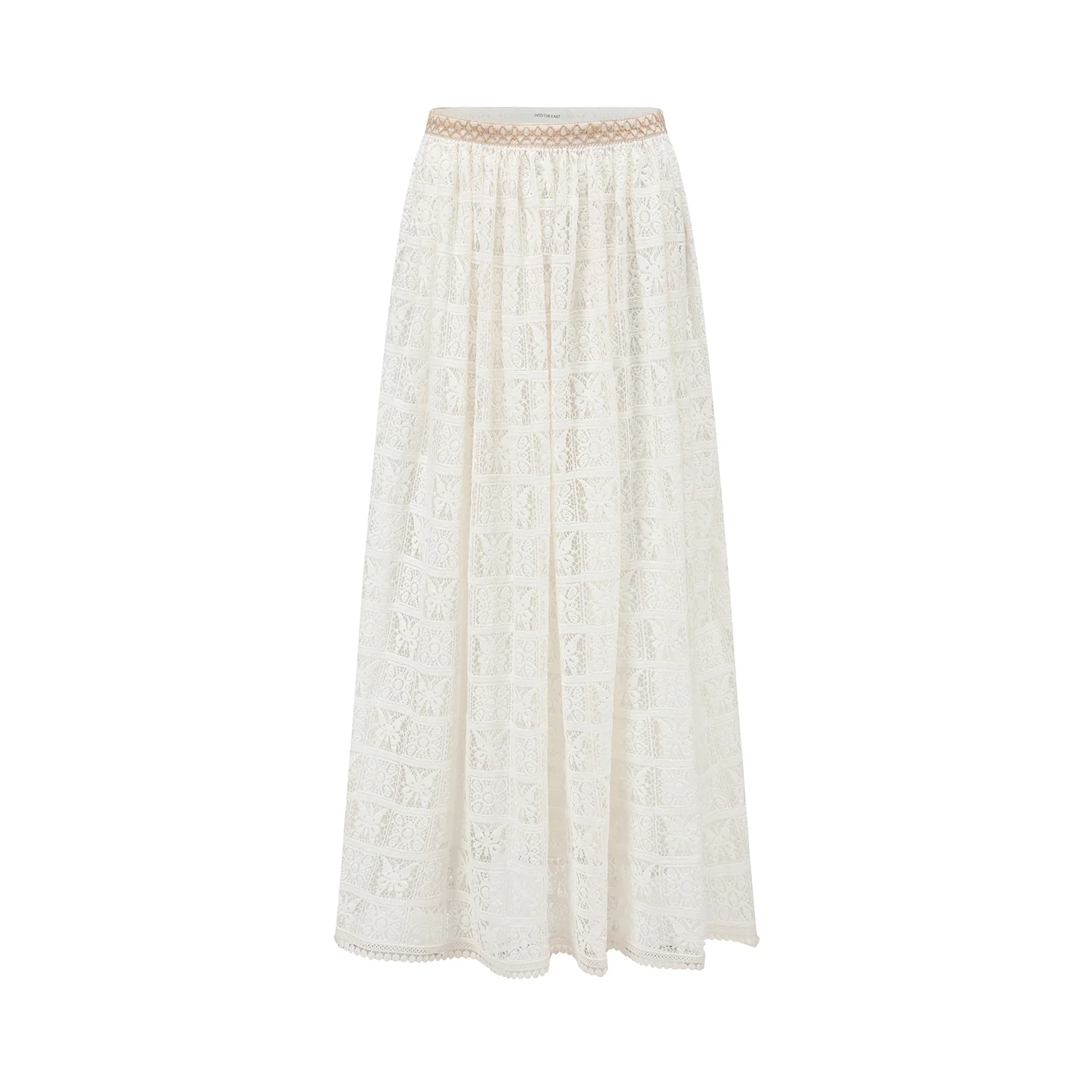 INTO THE EAST Waist color matching water-soluble flower skirt ITE-E1DGSS017WT20SK-BAI White - Image 5