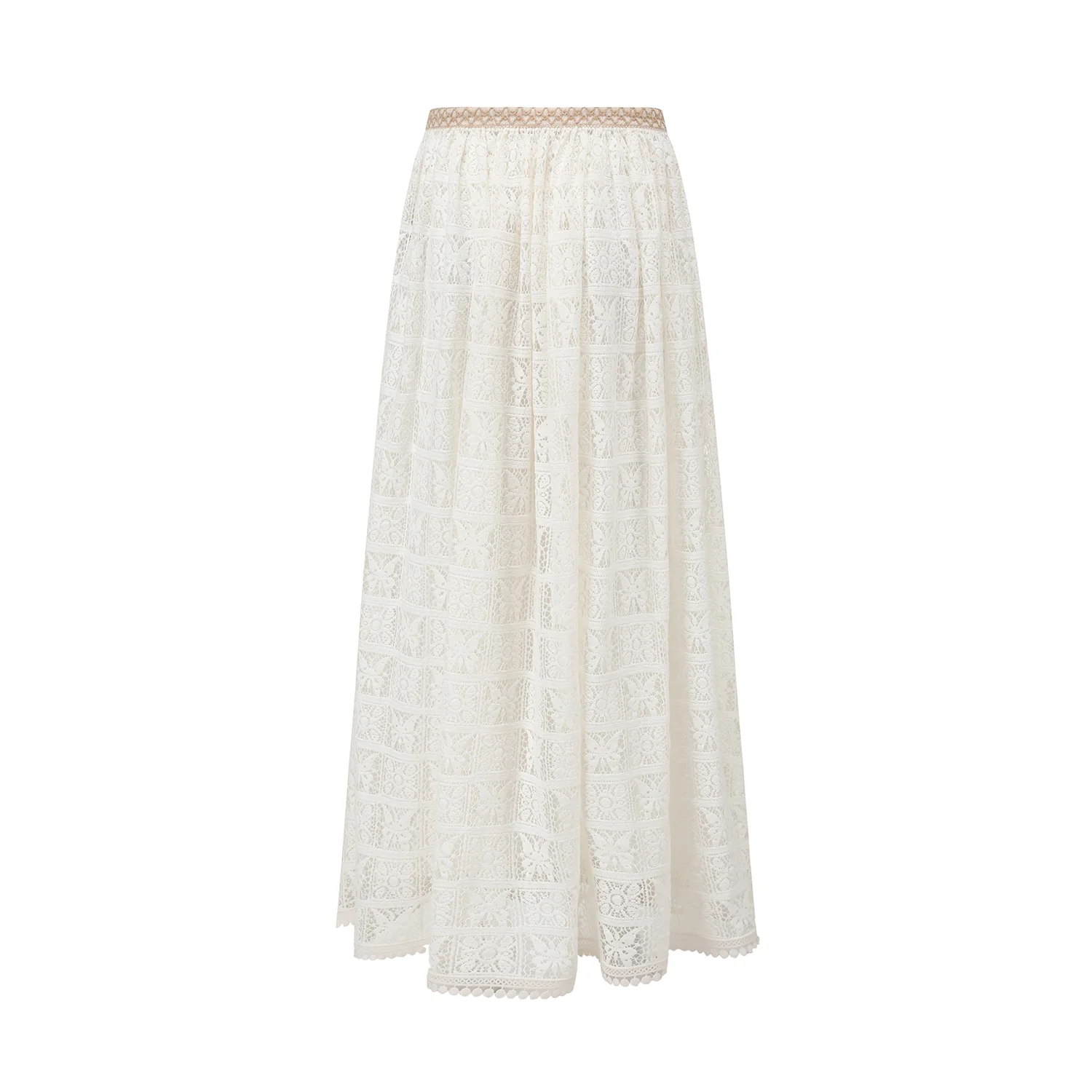 INTO THE EAST Waist color matching water-soluble flower skirt ITE-E1DGSS017WT20SK-BAI White - Image 6