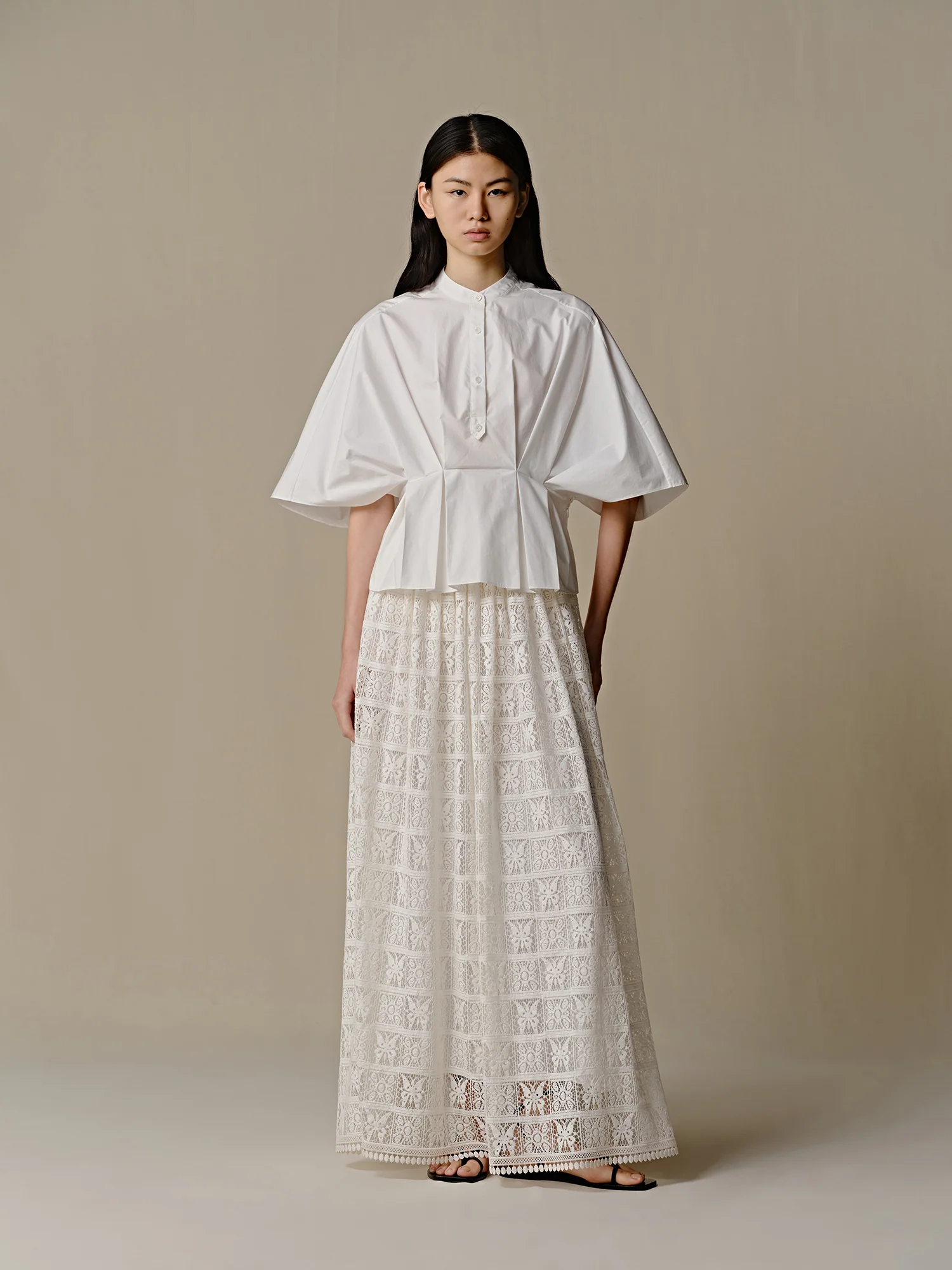 INTO THE EAST Waist color matching water-soluble flower skirt ITE-E1DGSS017WT20SK-BAI White - Image 7