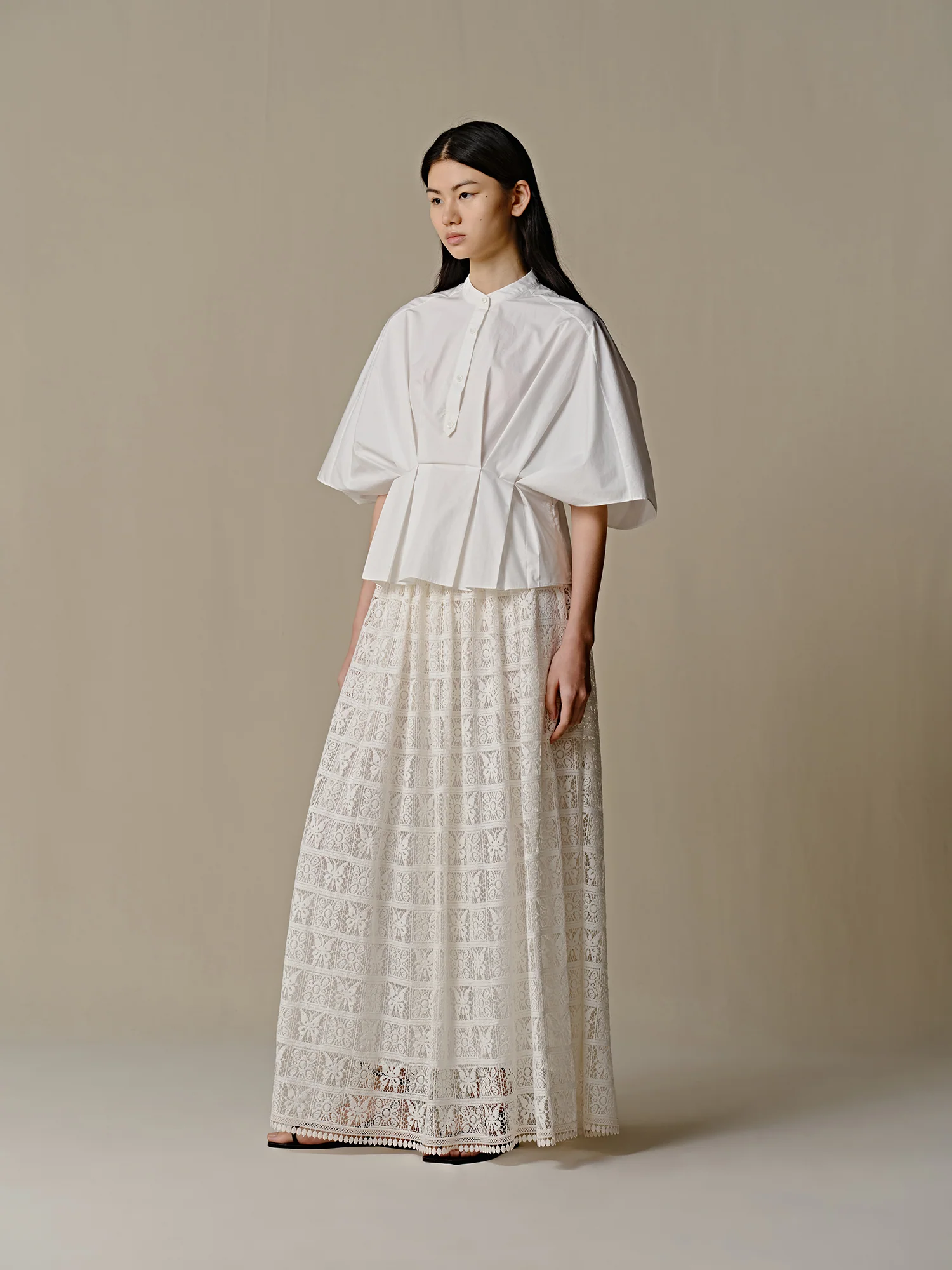 INTO THE EAST Waist color matching water-soluble flower skirt ITE-E1DGSS017WT20SK-BAI White - Image 8