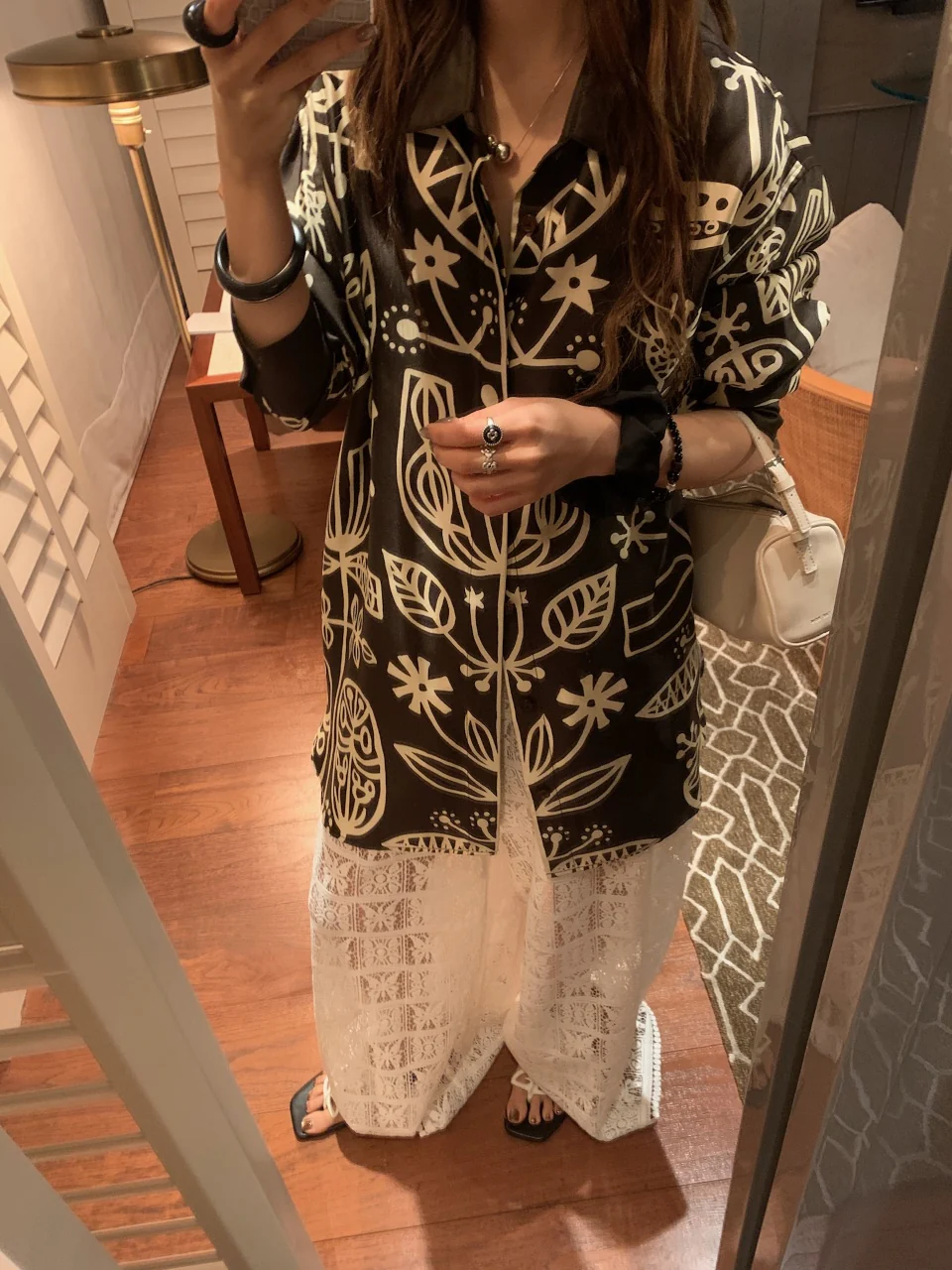 INTO THE EAST Water-soluble floral straight-leg trousers casual pants ITE-E1DGSS023WT20PT-BAI White - Image 22