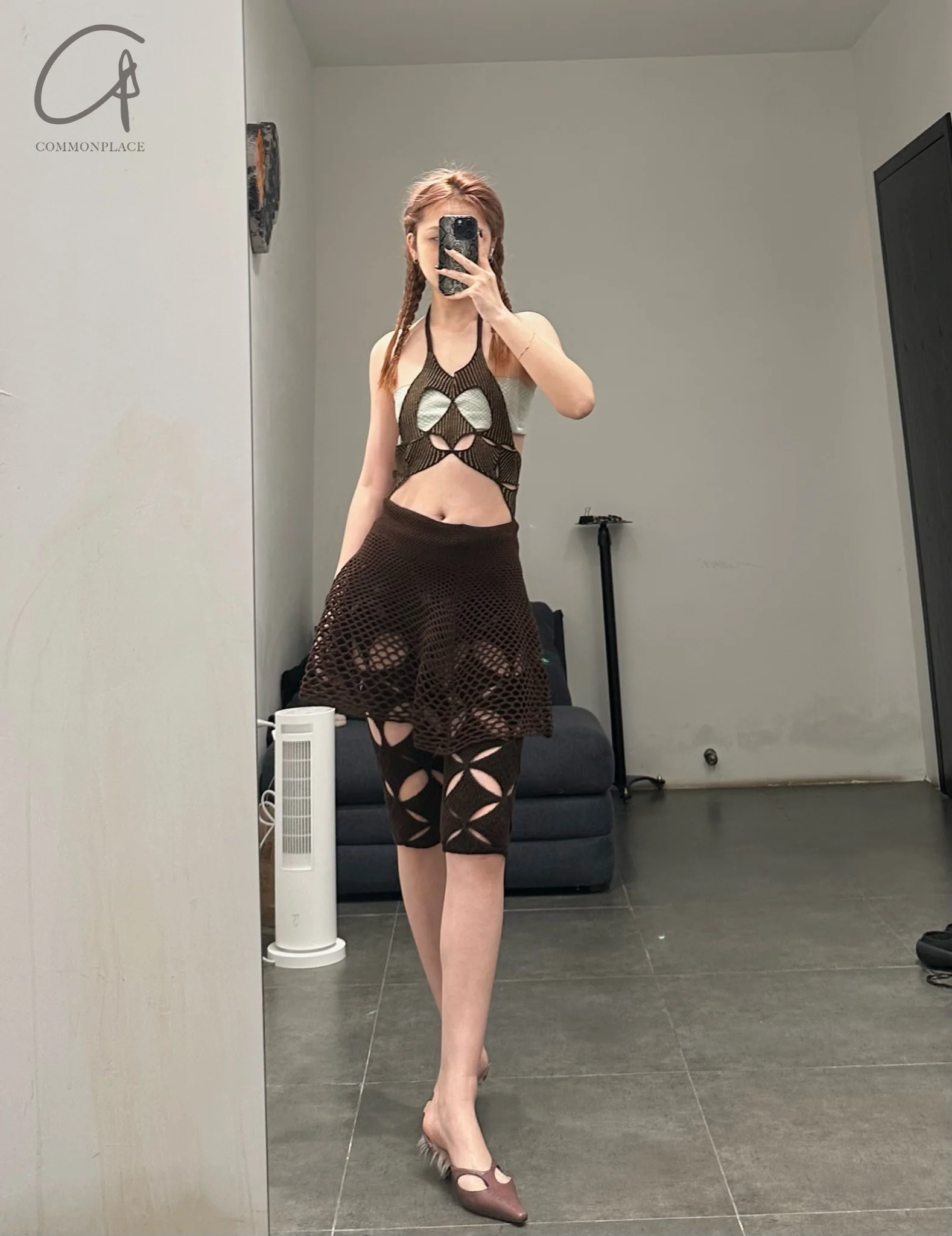 ISA BOULDER Argyle Lace Cropped Shorts SS22K49 - Image 7