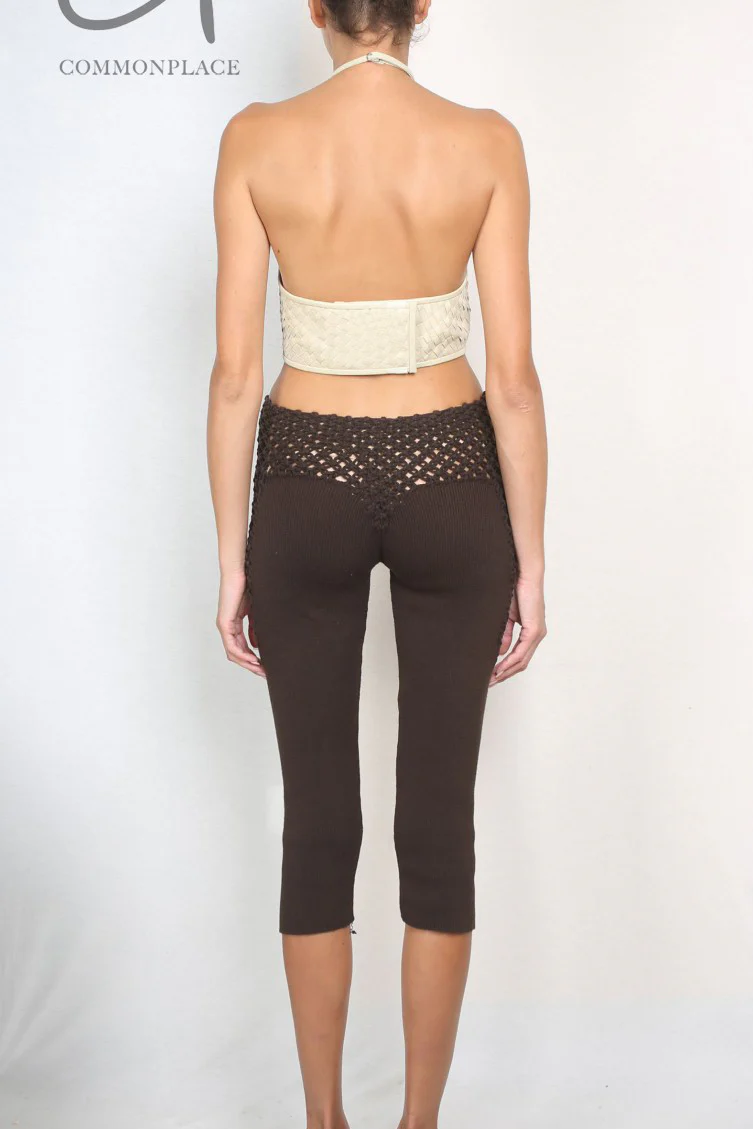 ISA BOULDER hollow waist elastic cropped pants IB-WPN82-SOIL - Image 4