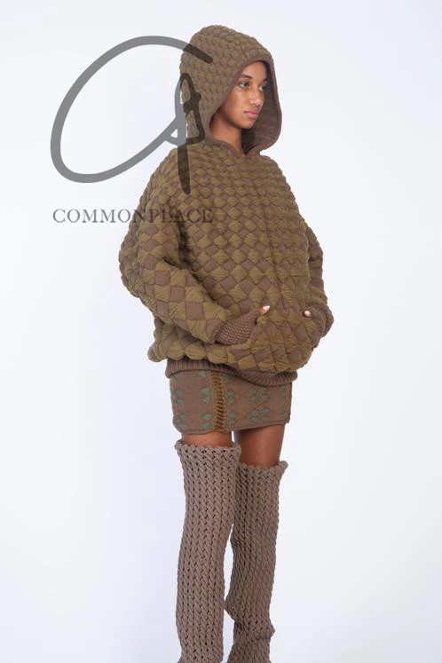 ISA BOULDER illusion quilted hoodie 22SW09 SWAMP - Image 12