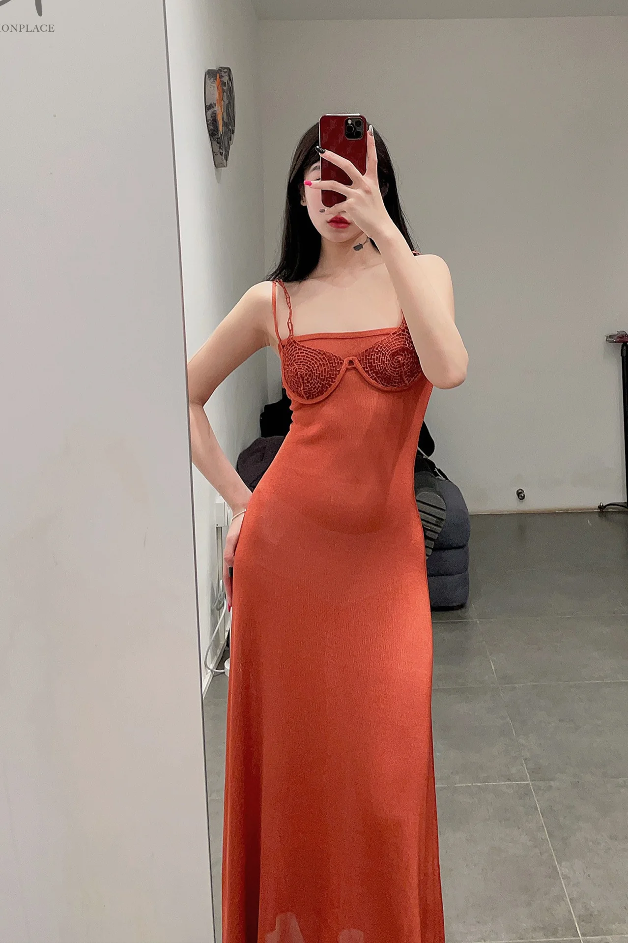ISA BOULDER Mind Map Dress (with Bra) RS23DR7 Chilli Red - Image 16