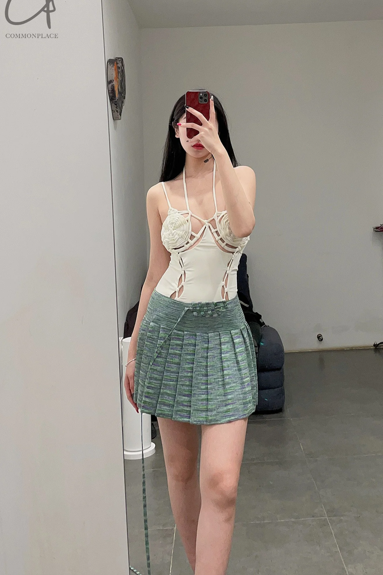 ISA BOULDER PLEATED MINI SKIRT COLLECTION Indonesia IB-22SK04-SZL Aqua Green - Image 7