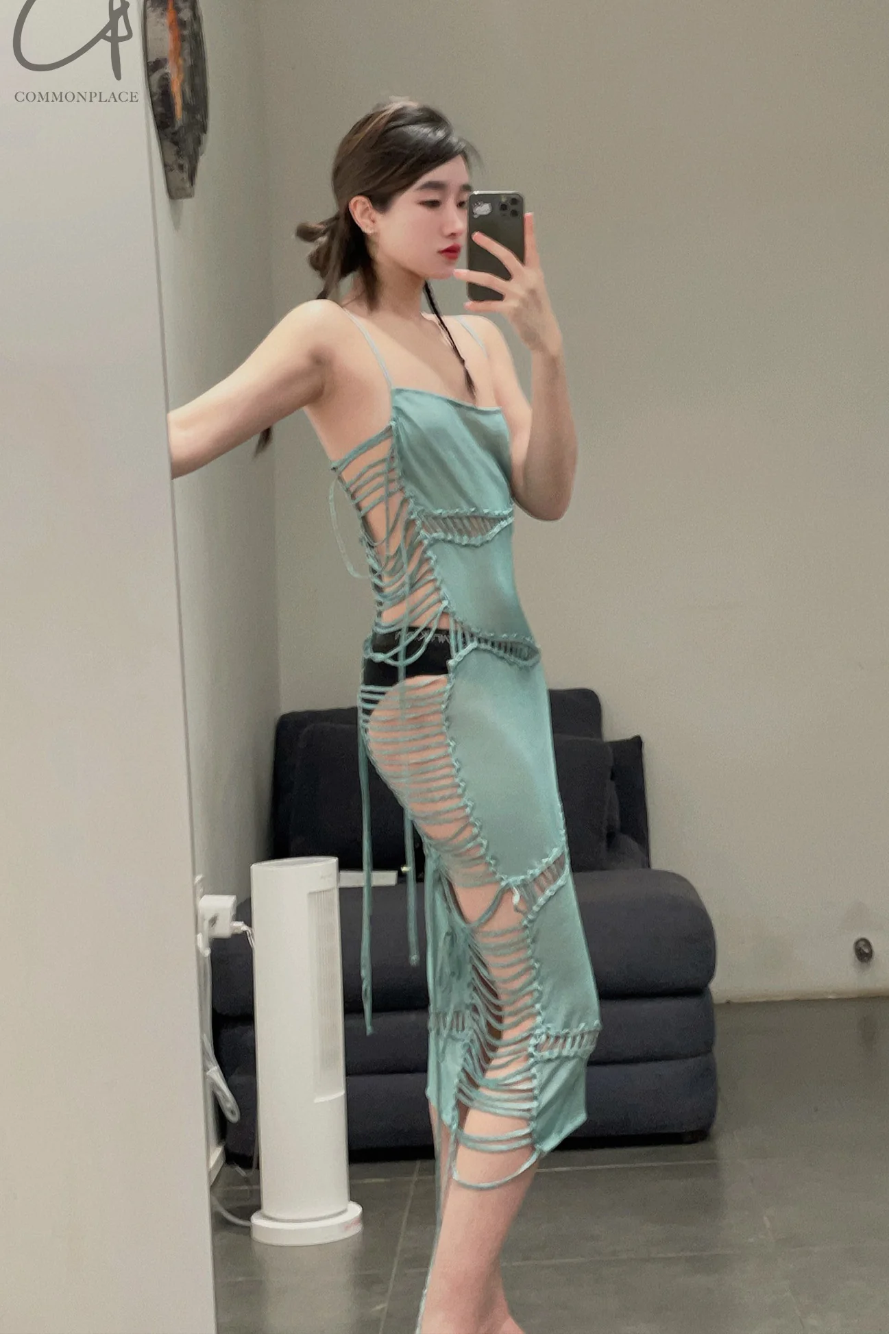 ISA BOULDER Puzzle Suspender Dress (Reversible) 22DR01C Light Green/Brown - Image 17