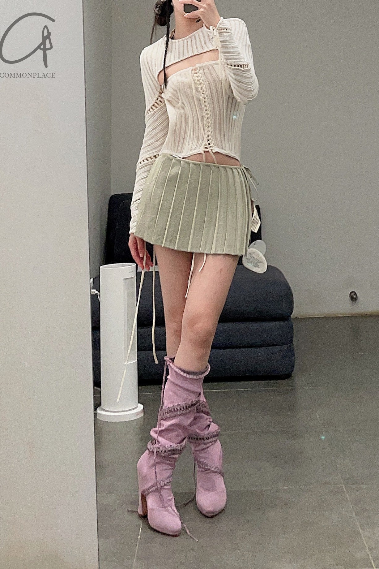 ISA BOULDER PLEATED MINI SKIRT COLLECTION Indonesia IB-22SK04-JIN Gold - Image 38