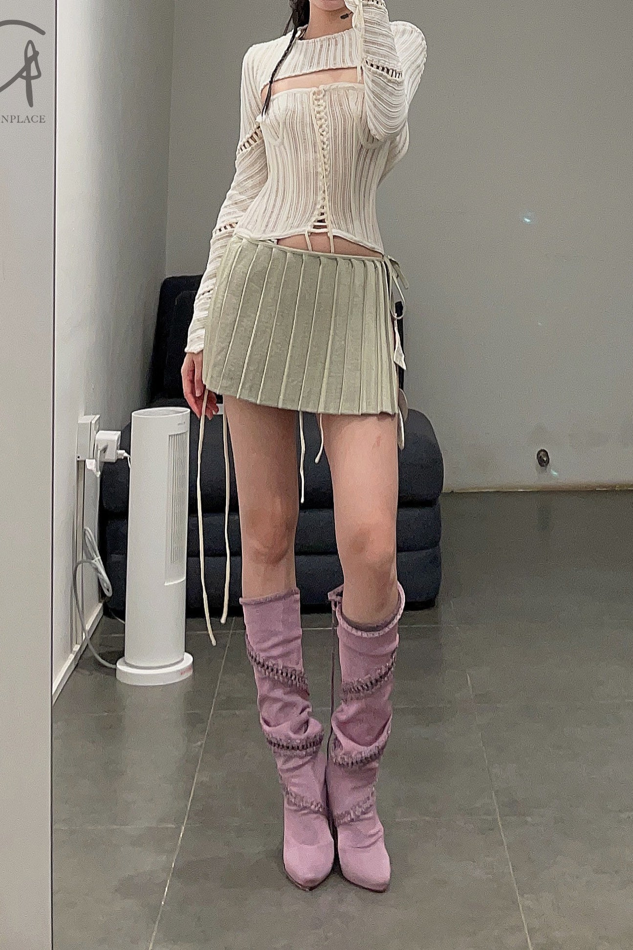 ISA BOULDER PLEATED MINI SKIRT COLLECTION Indonesia IB-22SK04-JIN Gold - Image 62