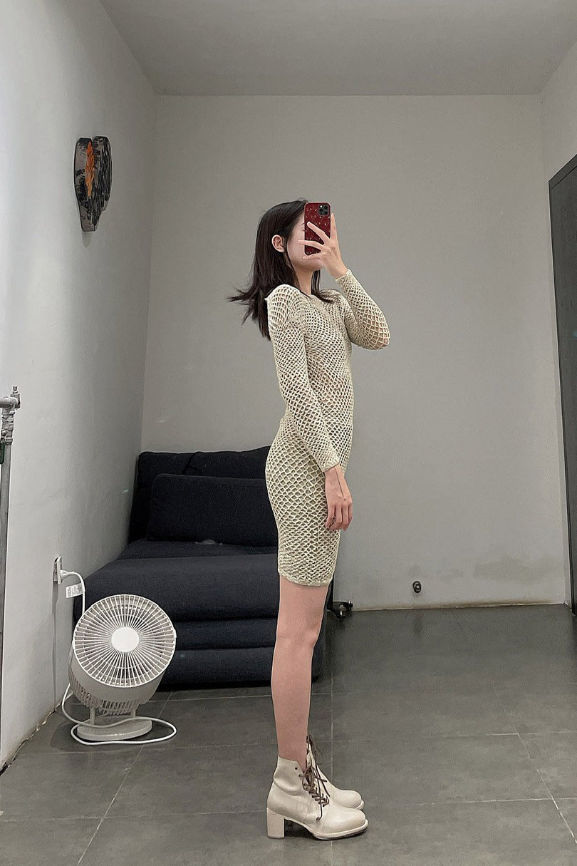 ISA BOULDER SCAN LONG SLEEVES DRESS OATMEAL - Image 9