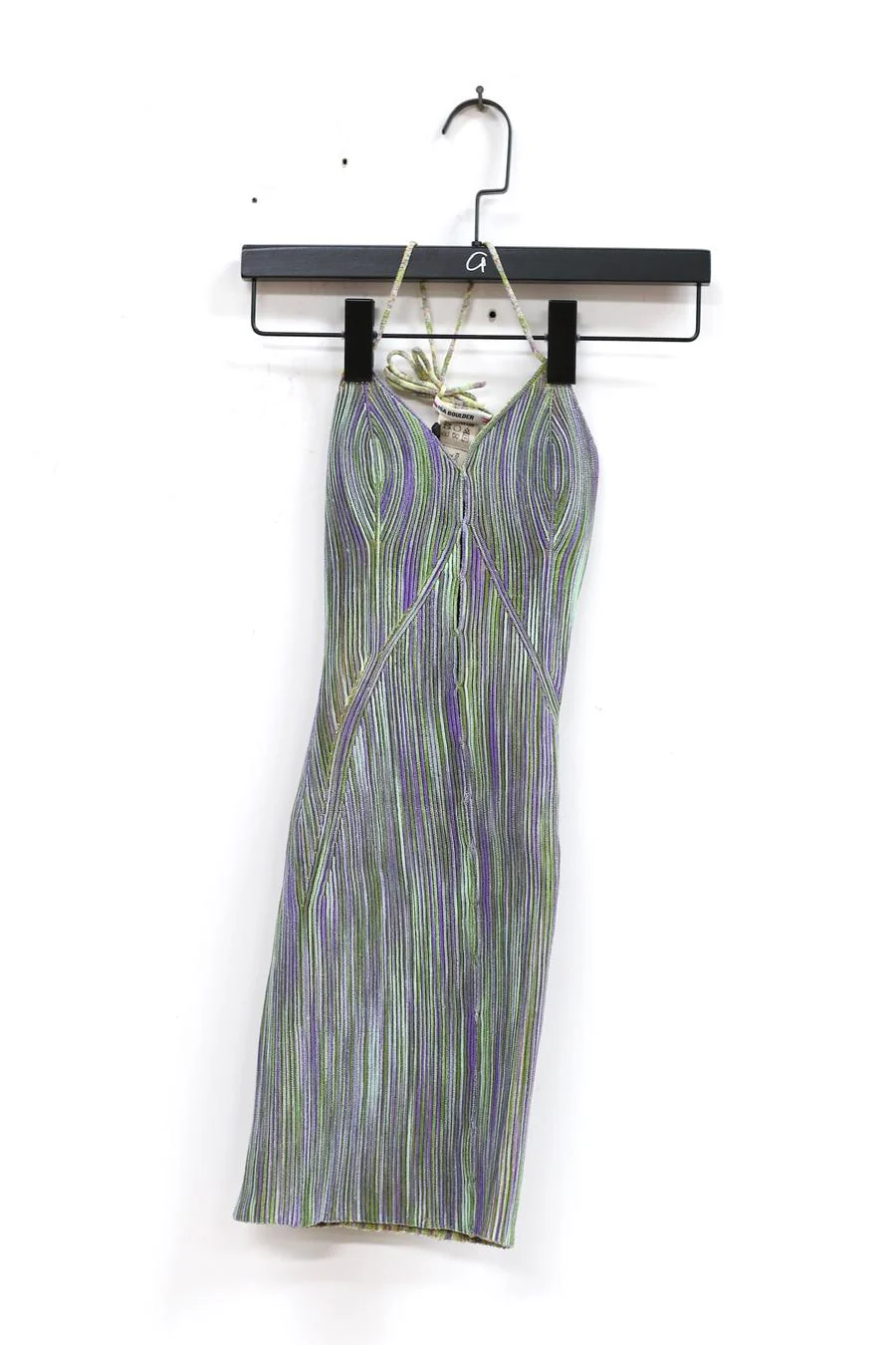 ISA BOULDER Slit Corset Dress Knit Stretch Indonesia IB-SS22K6-ZILV Purple Green - Image 6