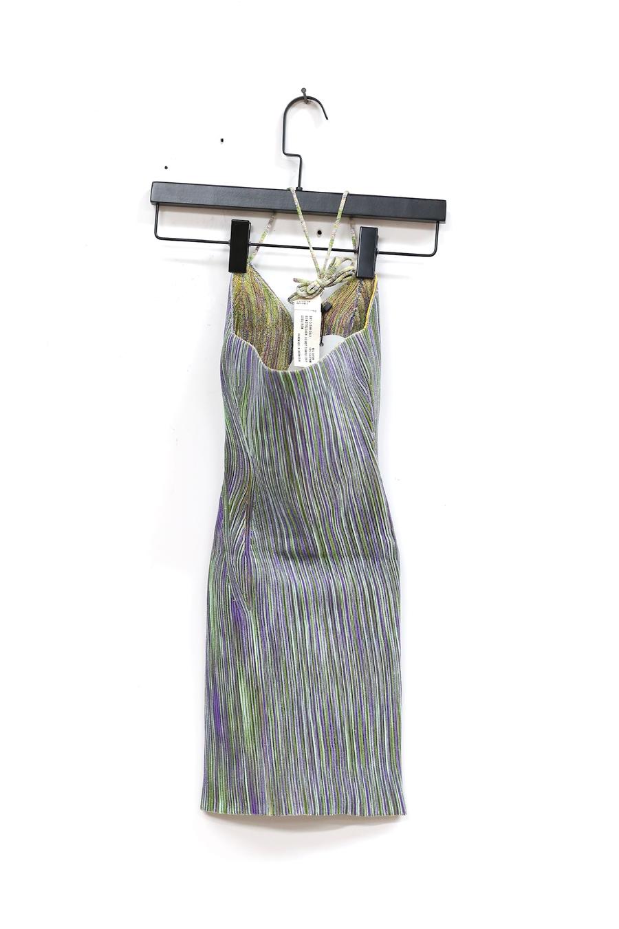 ISA BOULDER Slit Corset Dress Knit Stretch Indonesia IB-SS22K6-ZILV Purple Green - Image 9