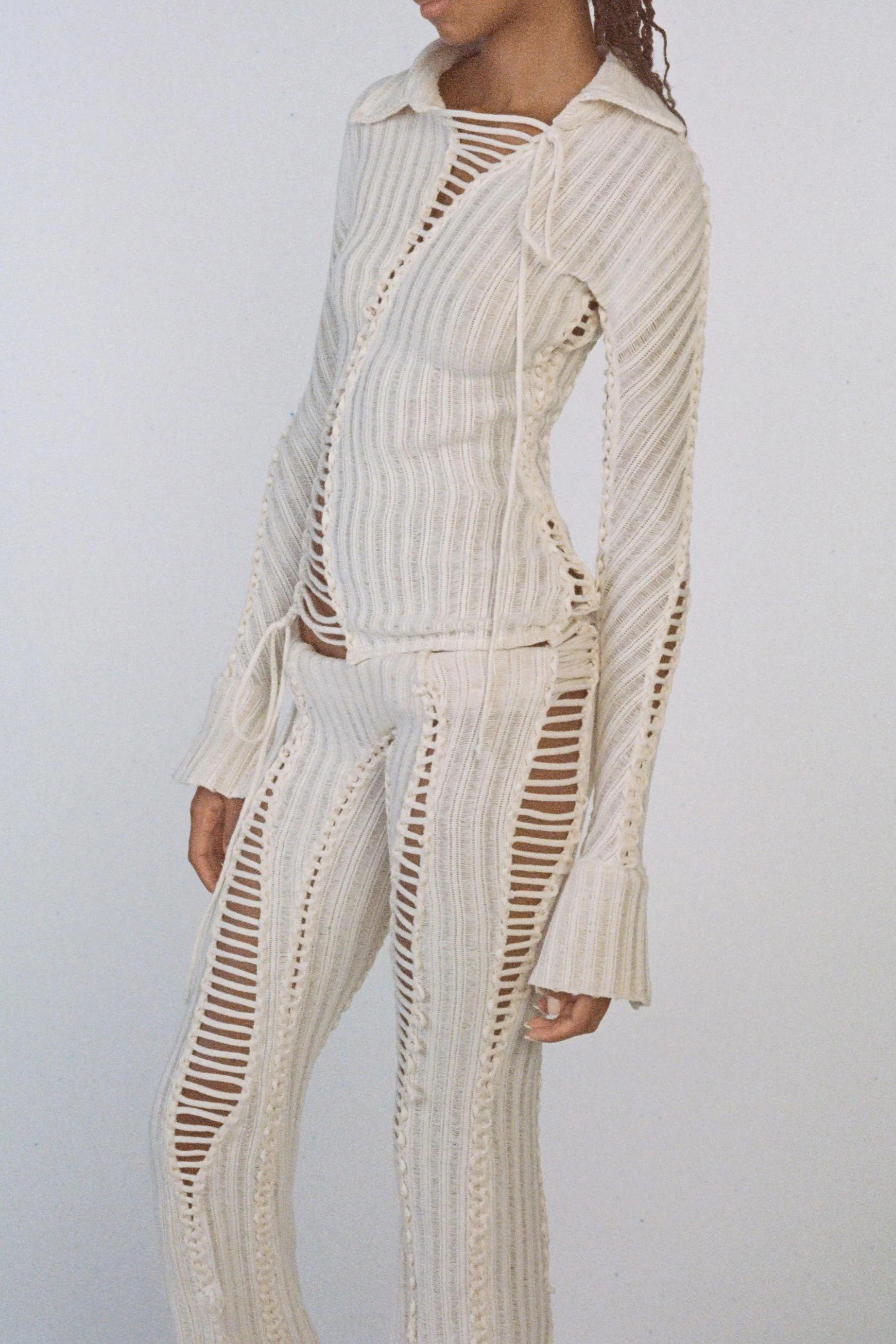 ISA BOULDER Slit Ripped Pants IB-22PT01-MIBAI - Image 11