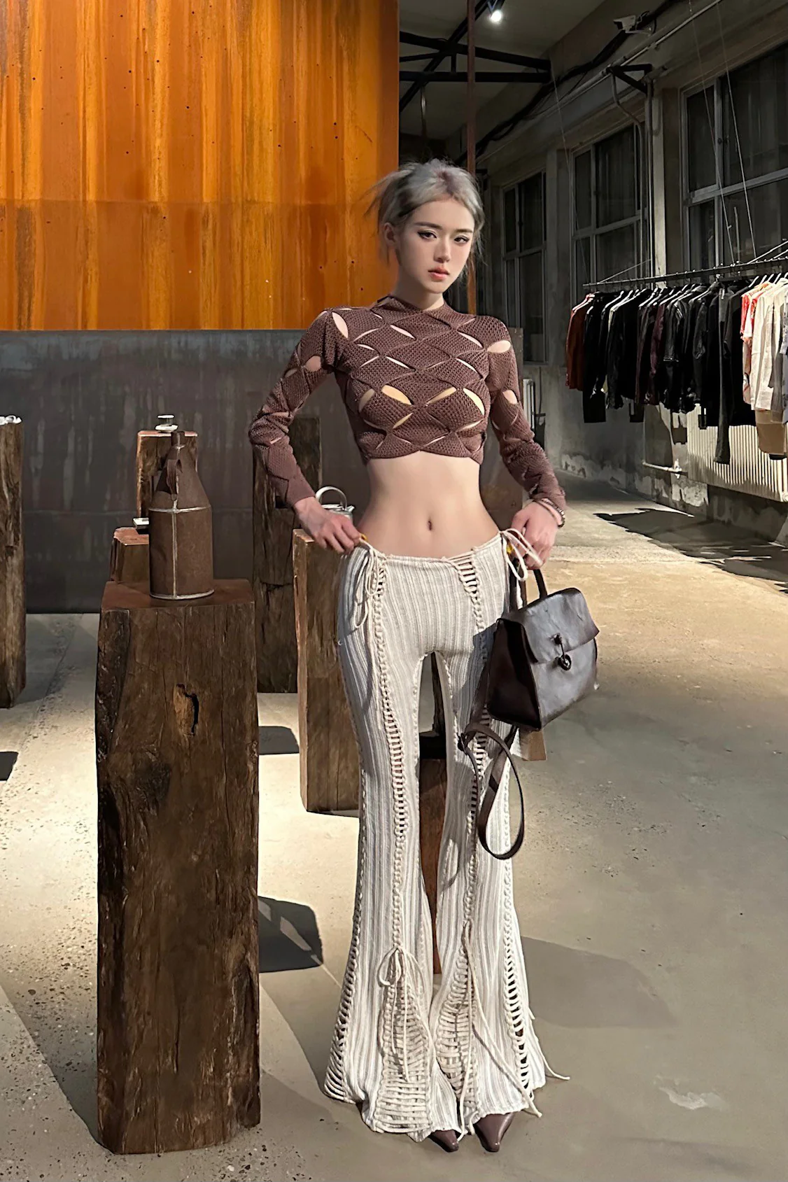 ISA BOULDER Slit Ripped Pants IB-22PT01-MIBAI - Image 34