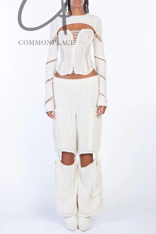 ISA BOULDER Stretch Knitted Sleeves Series IB-RS22K72-BAI White - Image 3
