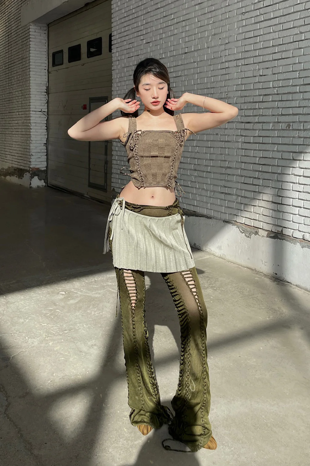 ISA BOULDER split torn pants (thin) IB-22PT01-BJL MILITARY army green - Image 35