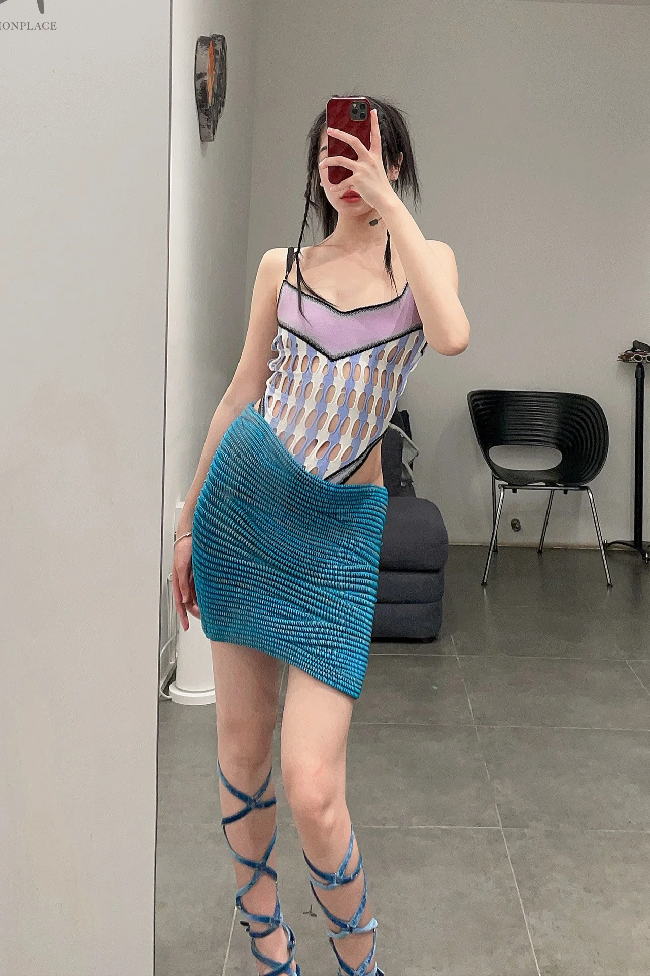 ISA BOULDER Wave Skirt RS23SK12 Cyan - Image 15