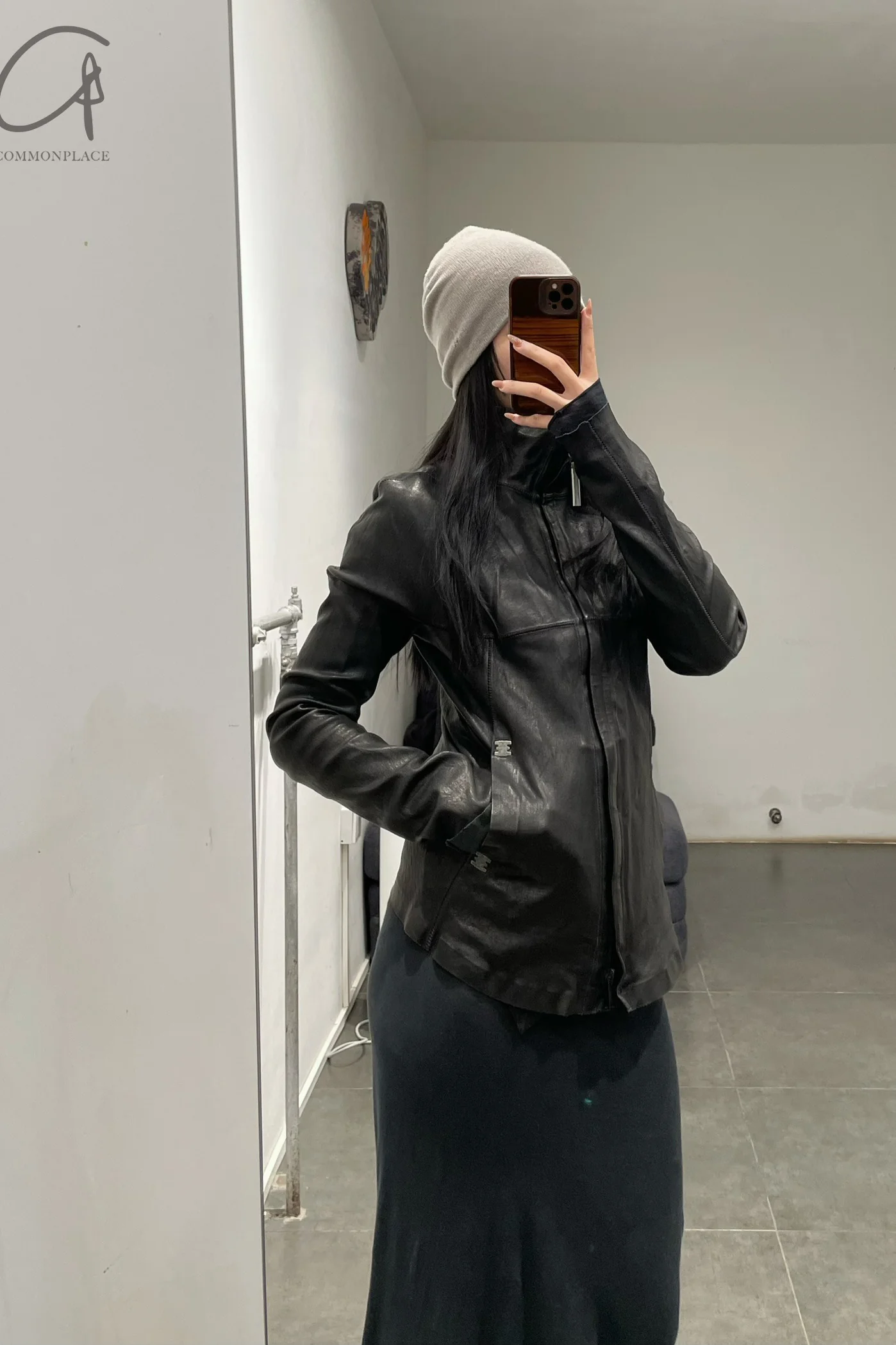 Isaac Sellam Black Sheepskin Stand Collar Leather Jacket IS-ANDROIDE-NEOH24(H26)-HEI Black - Image 9