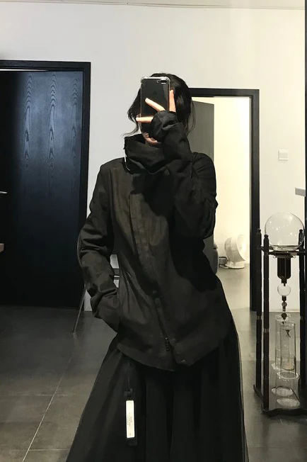 Isaac Sellam Matte Calfskin Stand Collar Diagonal Zipper Short Jacket, Handmade Linen, Diagonal Cuffs, IS-DESAXEE-FLUIDE E20-WLG, Boneless, E20 - Image 12