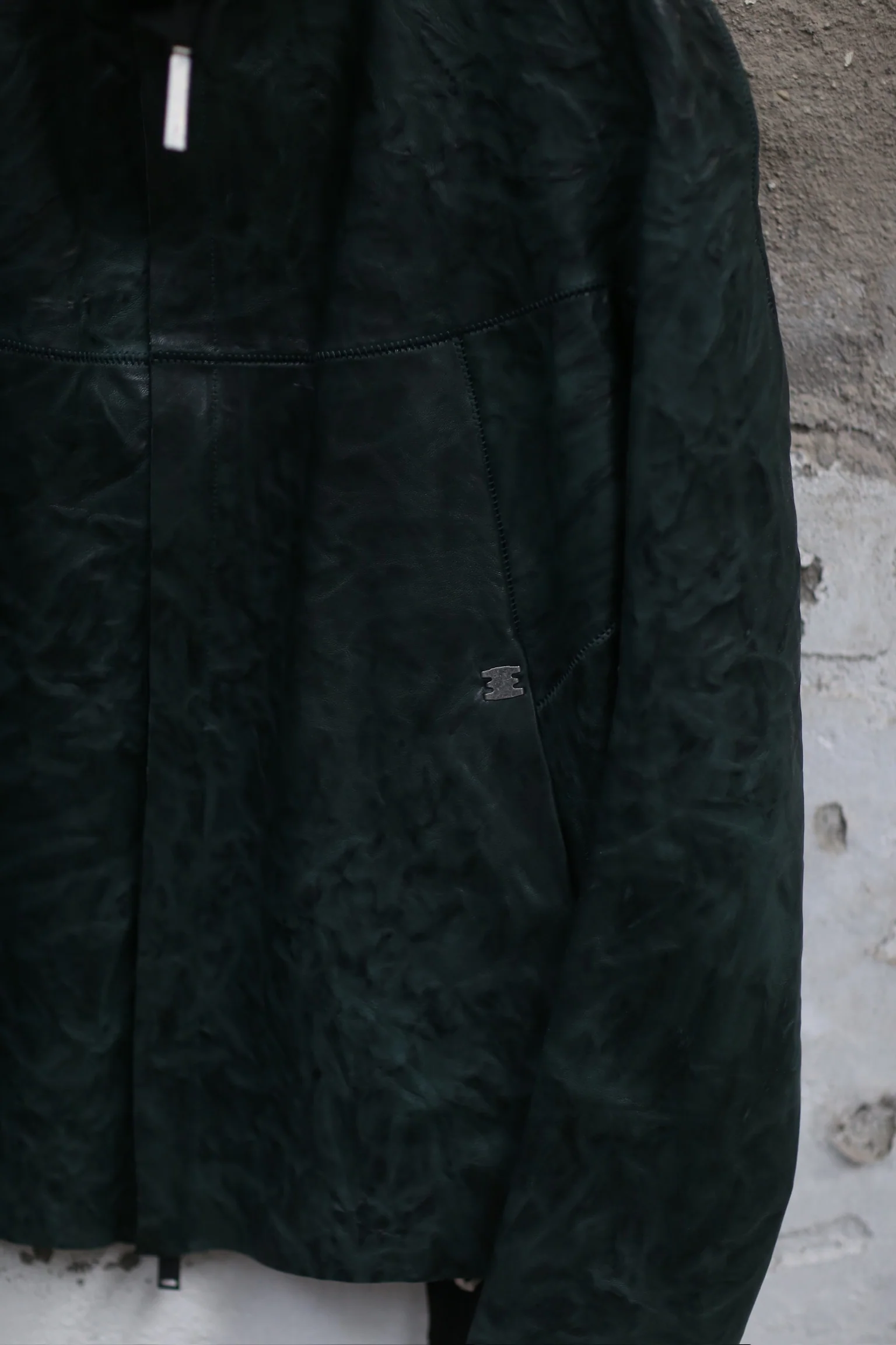 isaac sellam dark green leather jacket HUMANOID-CRASSEPOUILLE H24 - Image 2