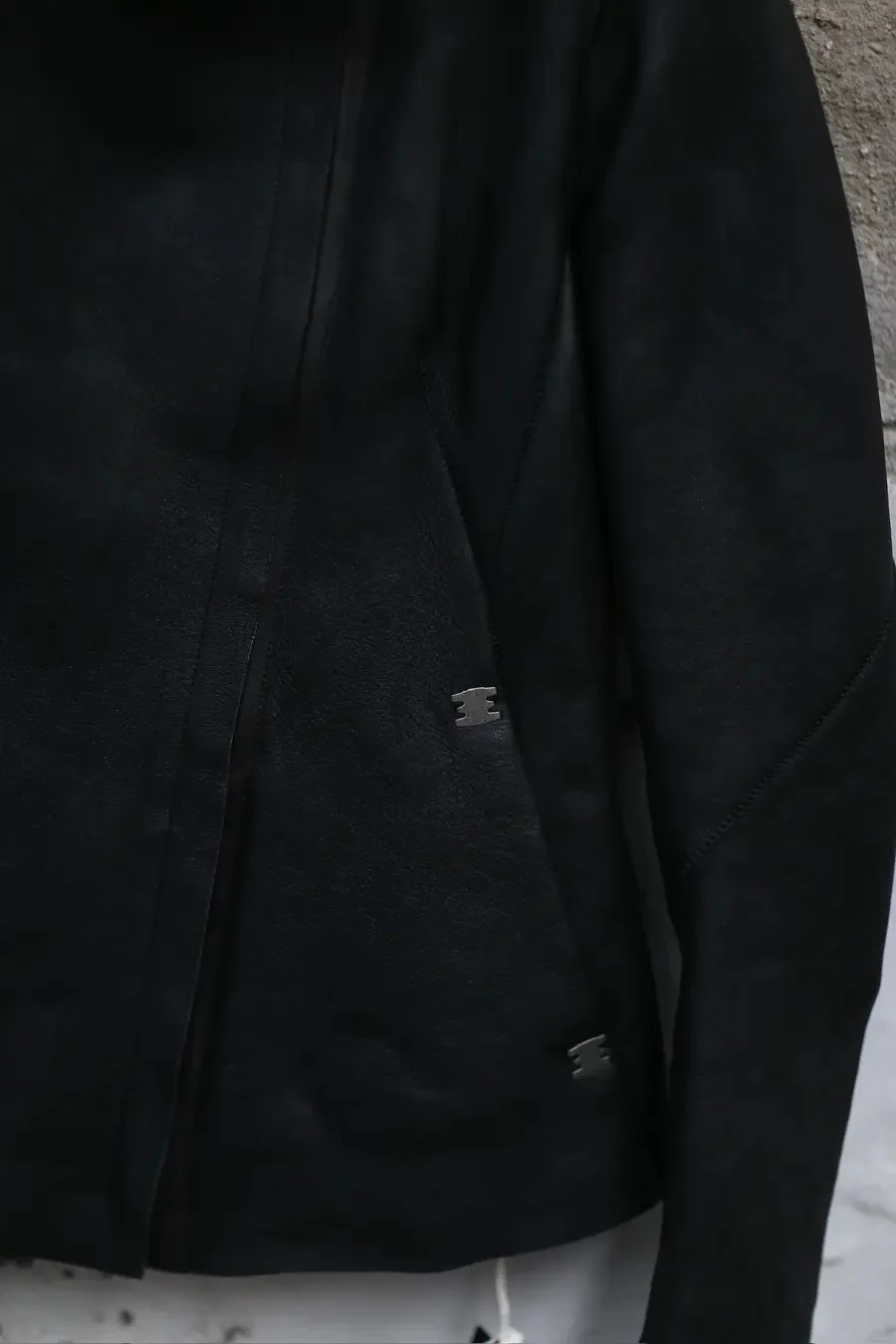 isaac sellam zippered sheepskin leather jacket IS-PRUDENTE-STRAK H24-HEI Black - Image 2