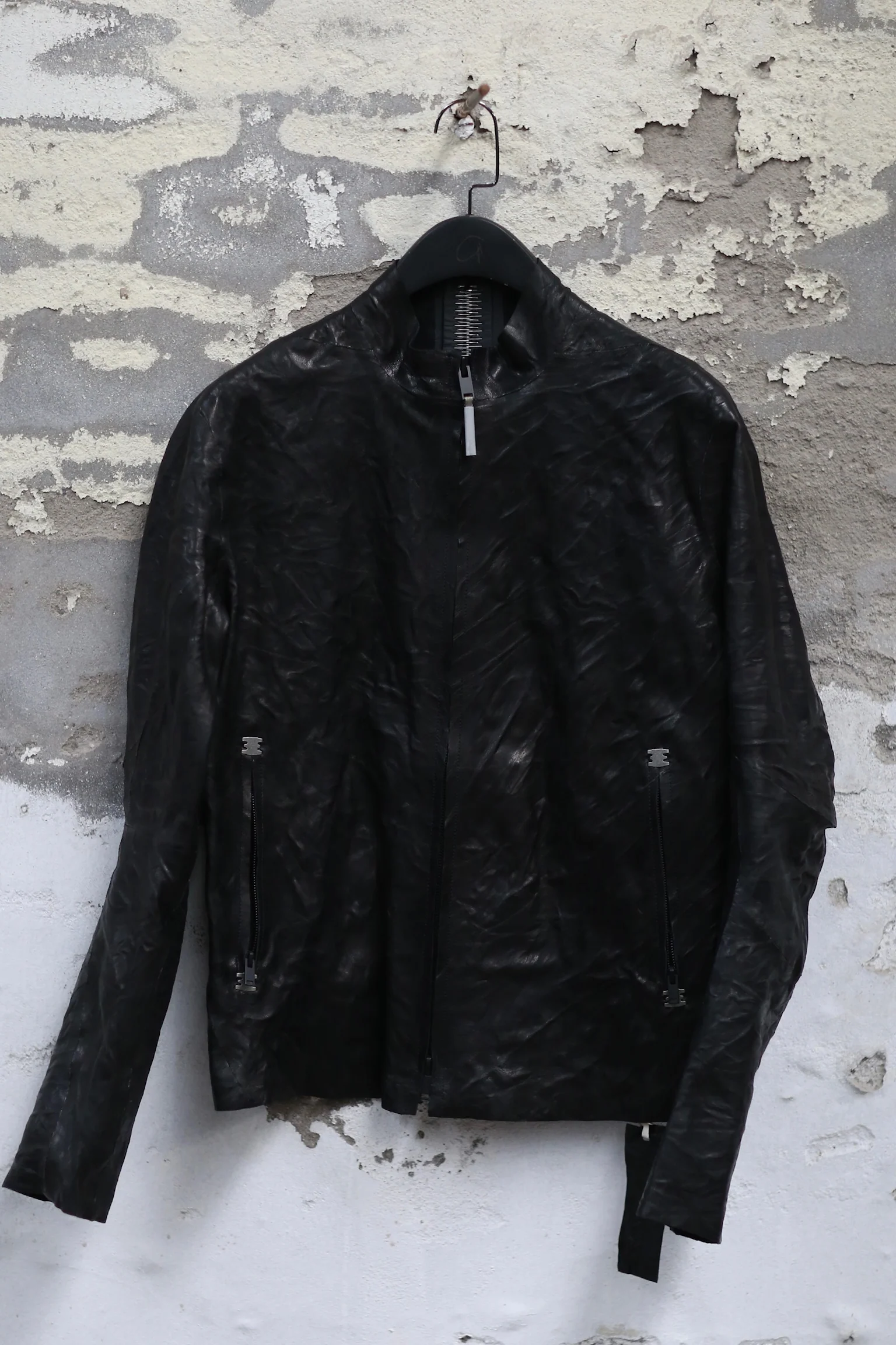 isaac sellam shiny black leather jacket SEAMLESS-CRASSEPOUILLE H24