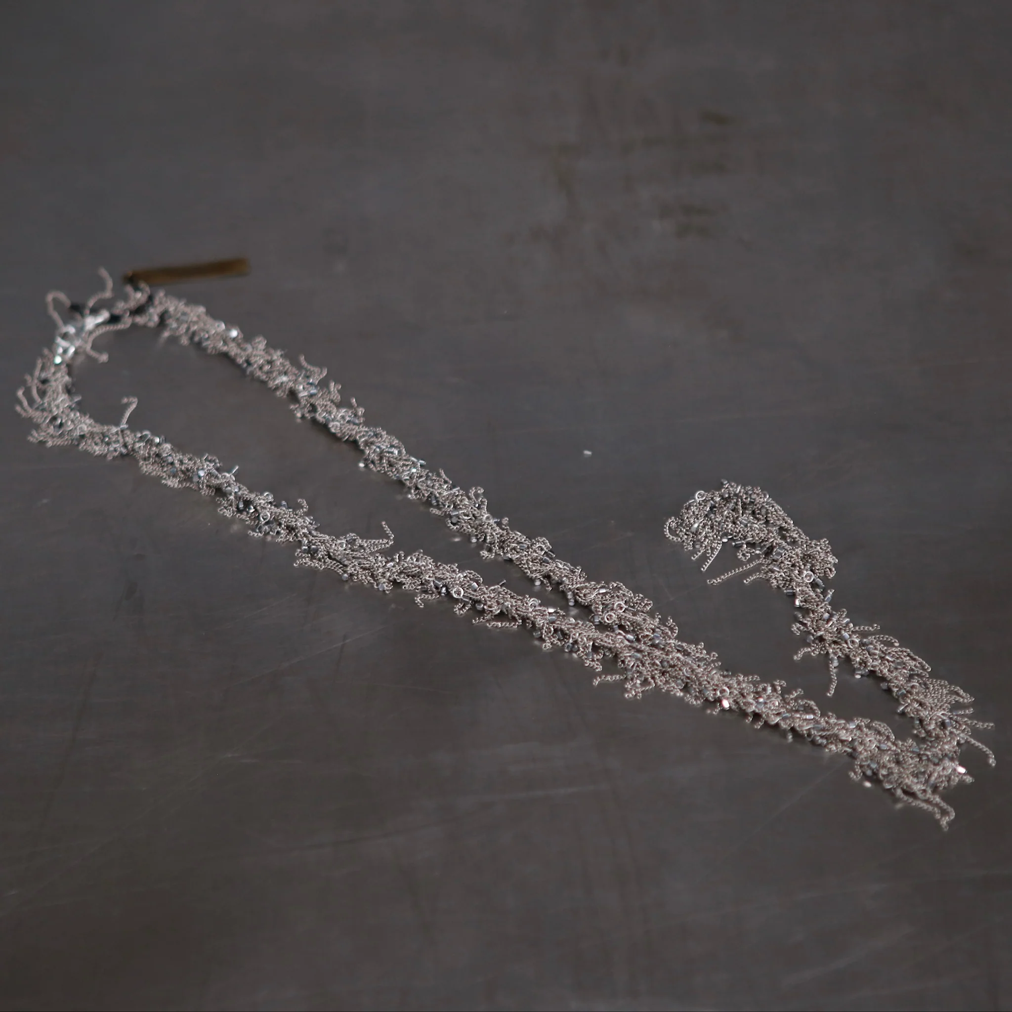 JEAN FRANCOIS MIMILLA Braided steel chain glass bead necklace France JFM-COL155 SS25-0