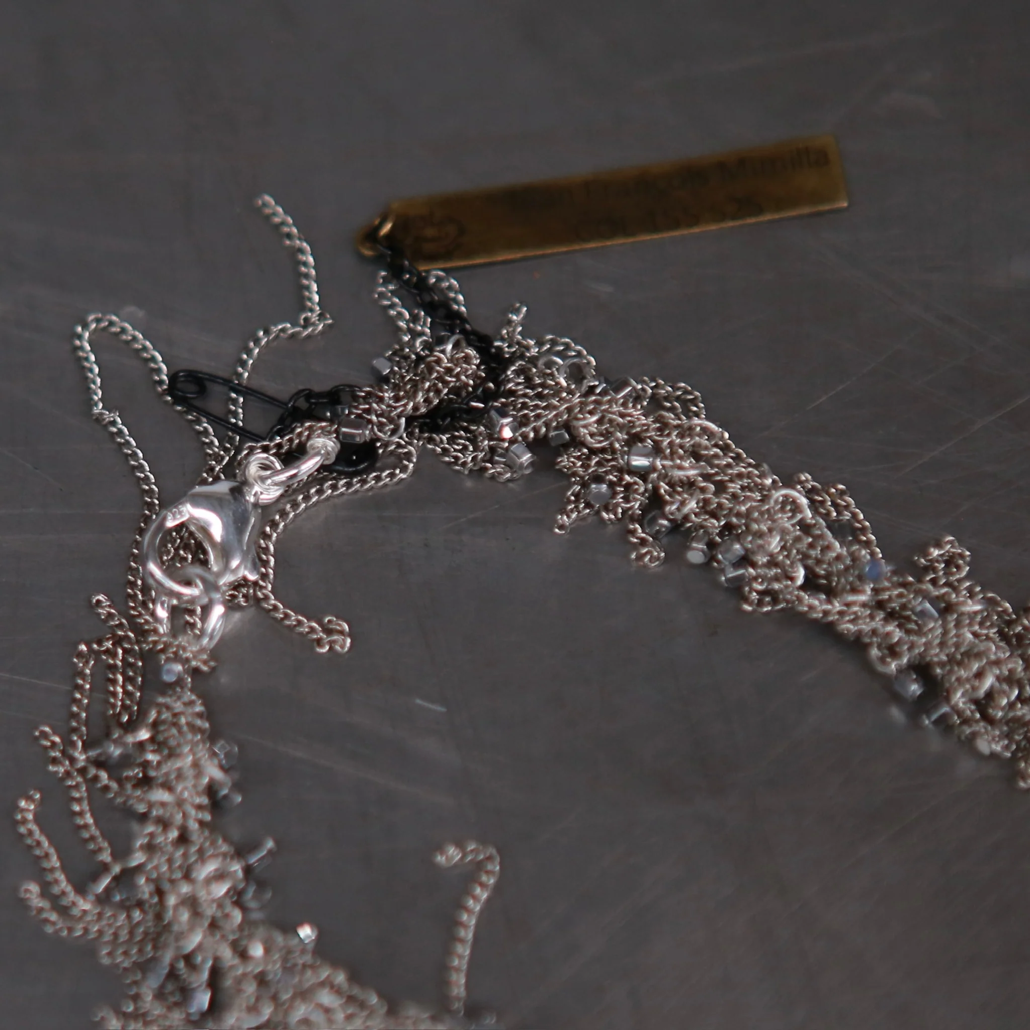 JEAN FRANCOIS MIMILLA Braided steel chain glass bead necklace France JFM-COL155 SS25-0 - Image 2