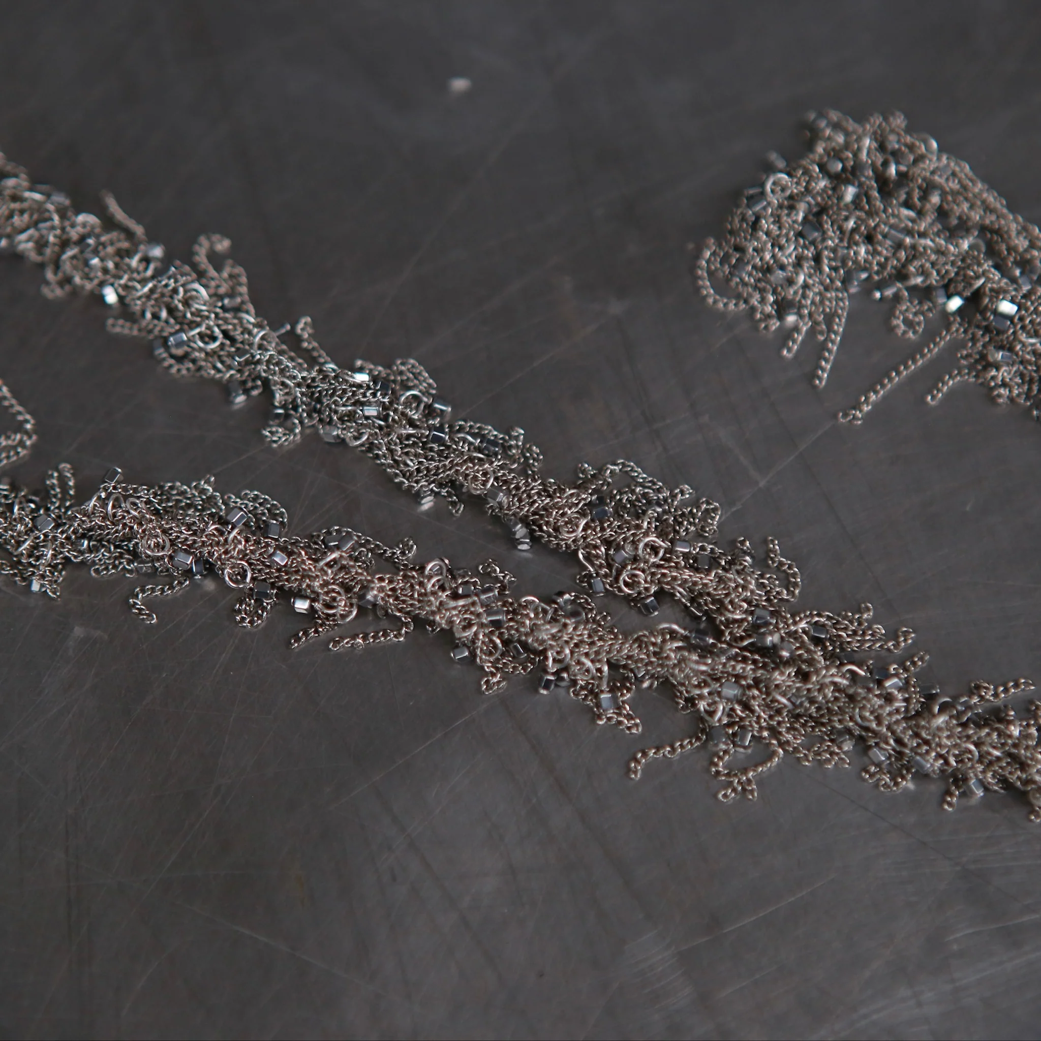 JEAN FRANCOIS MIMILLA Braided steel chain glass bead necklace France JFM-COL155 SS25-0 - Image 3