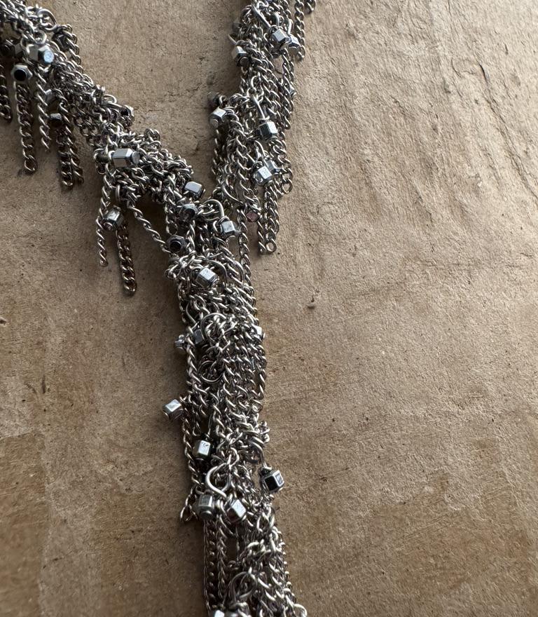 JEAN FRANCOIS MIMILLA Braided steel chain glass bead necklace France JFM-COL155 SS25-0 - Image 6