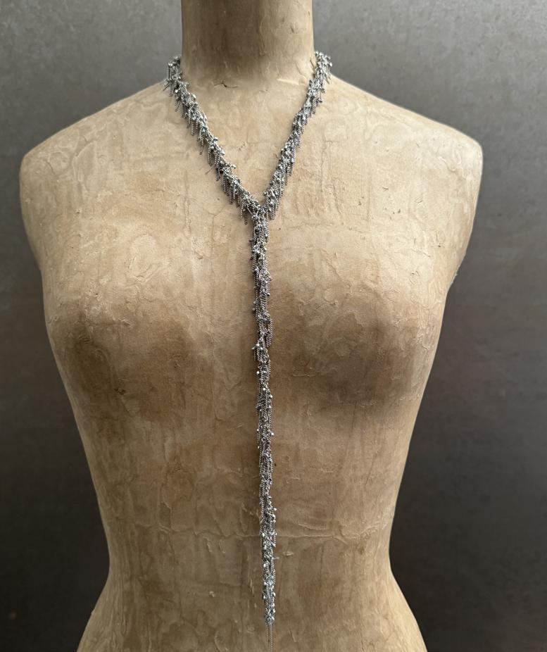 JEAN FRANCOIS MIMILLA Braided steel chain glass bead necklace France JFM-COL155 SS25-0 - Image 7