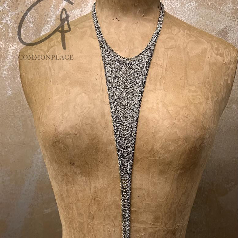 JEAN FRANCOIS MIMILLA glass beads steel chain necklace handmade France JFM-COL166 S24-0-F COL166 S24 - Image 3